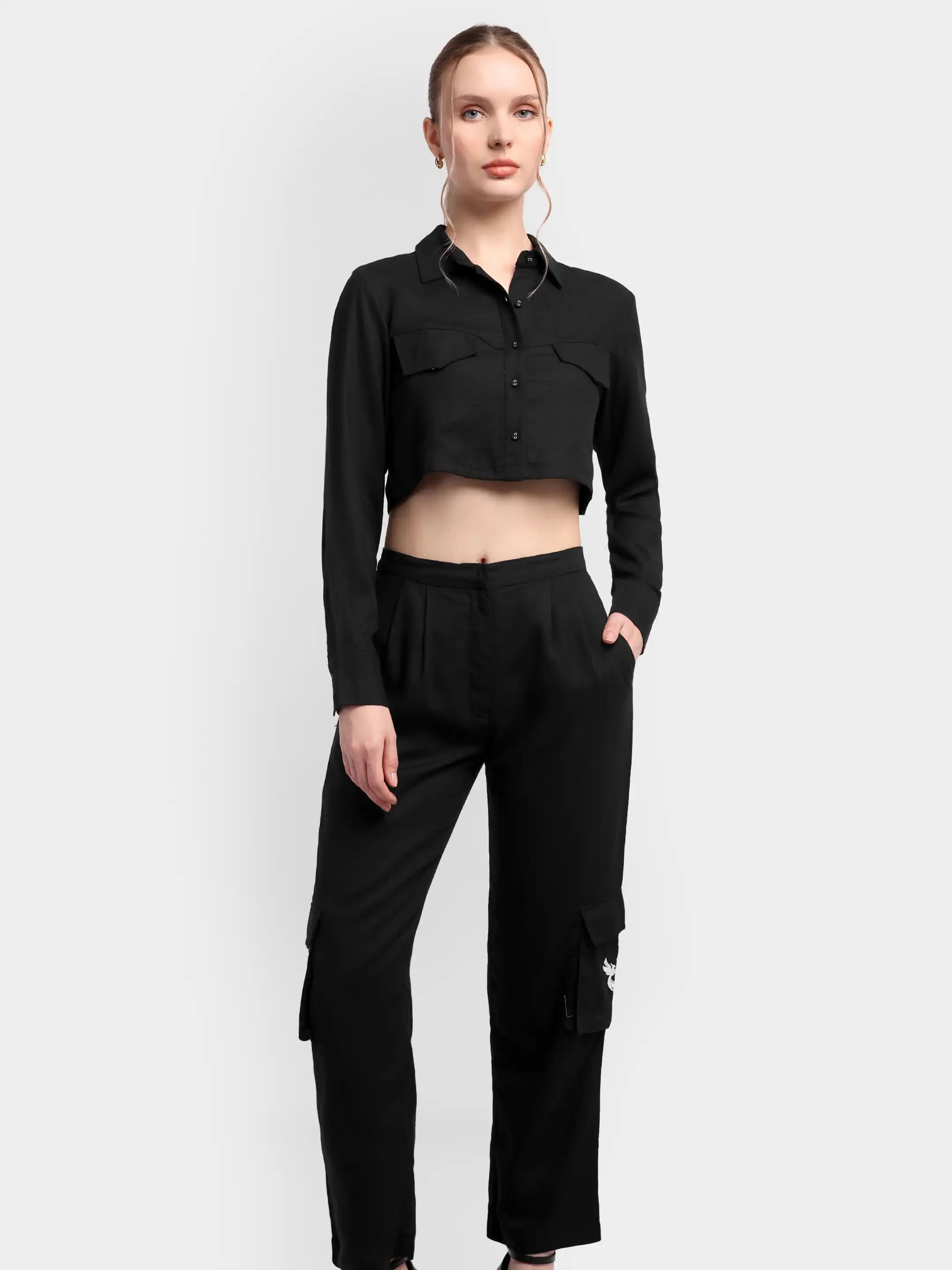 Phoenix Cargo Linen Co-ord - Black