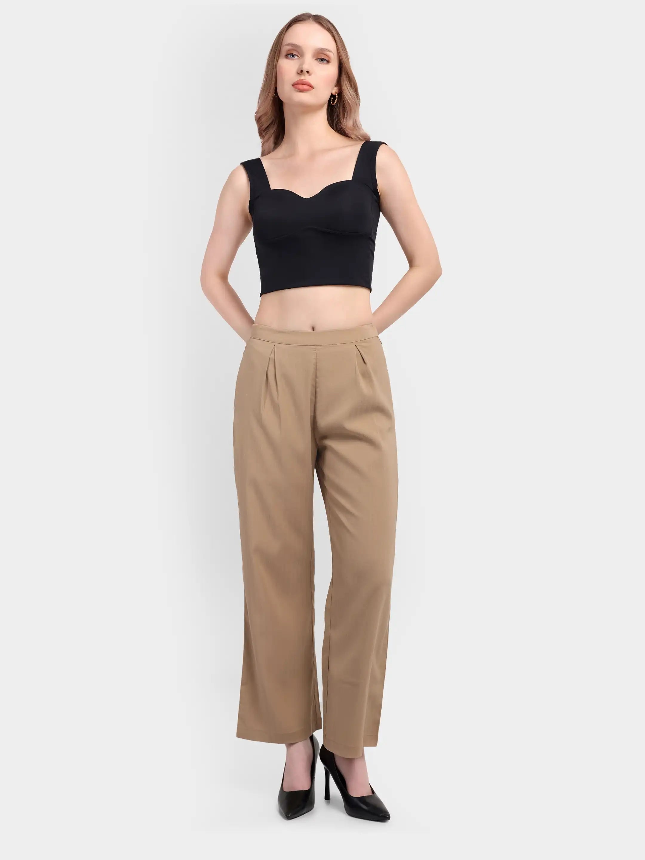 Pleated Suit Trousers - Beige 2.0