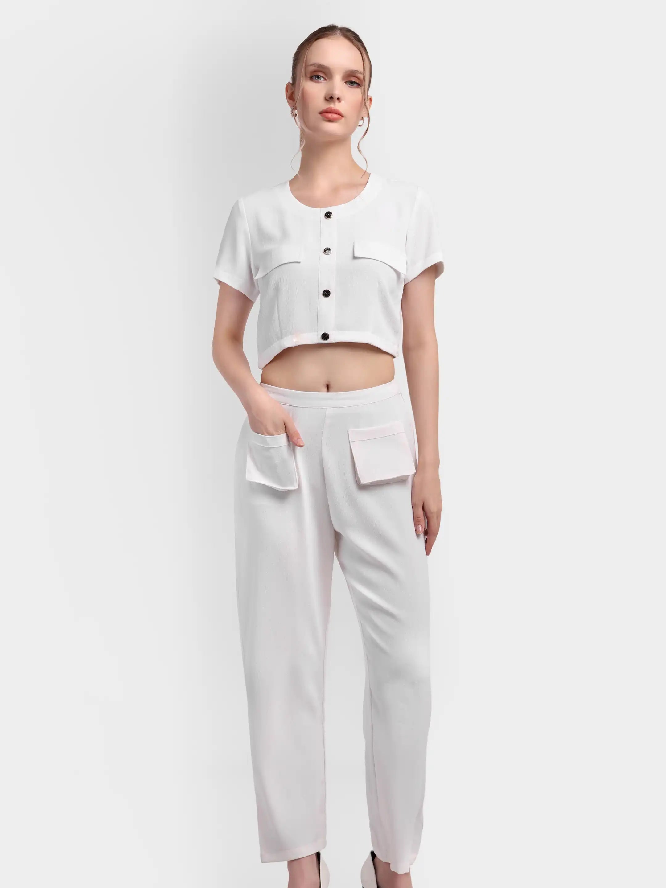 Detailed Bow Co-ord - White