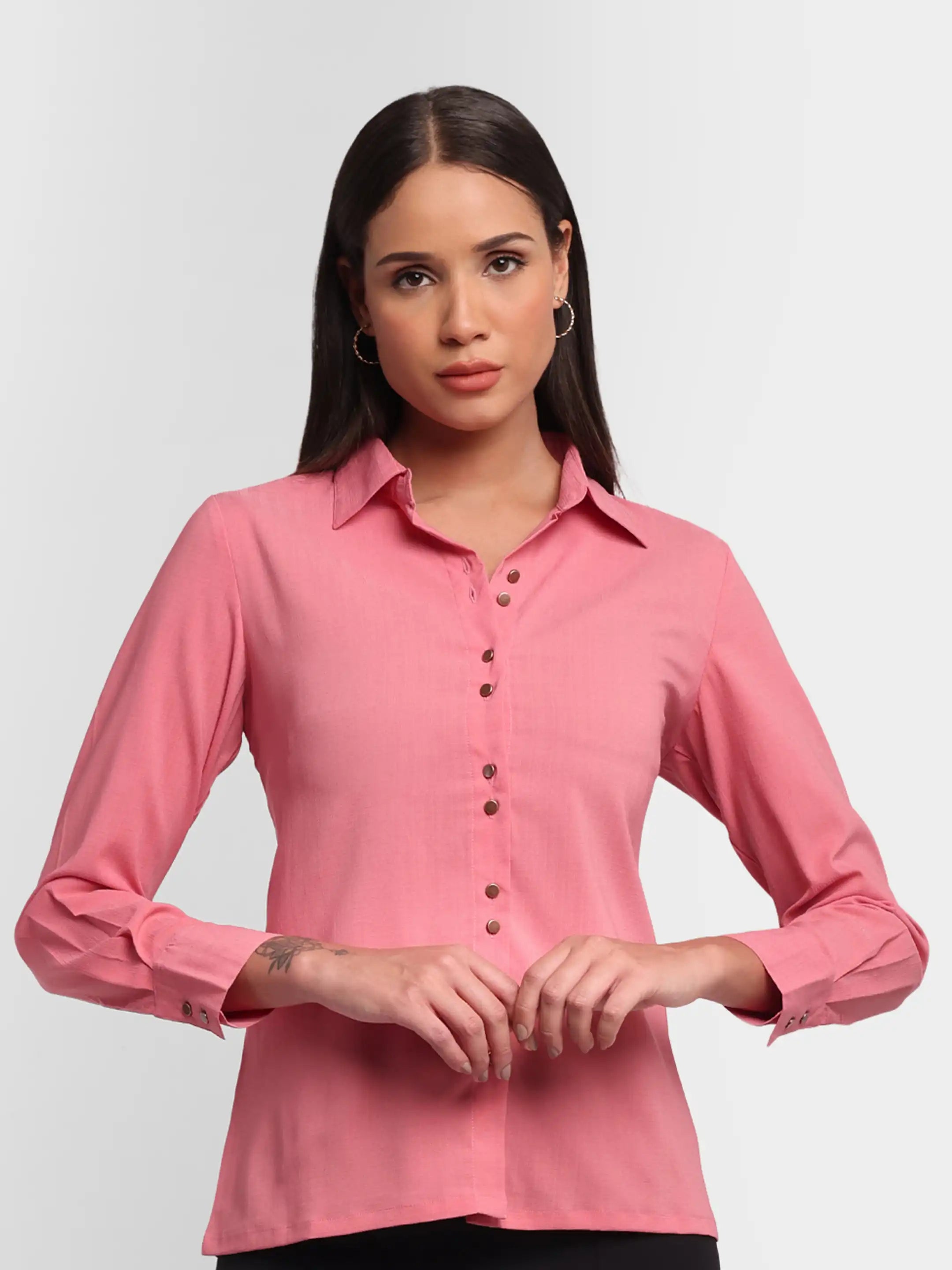 Criss-Cross Suiting Shirt - Pastel Pink