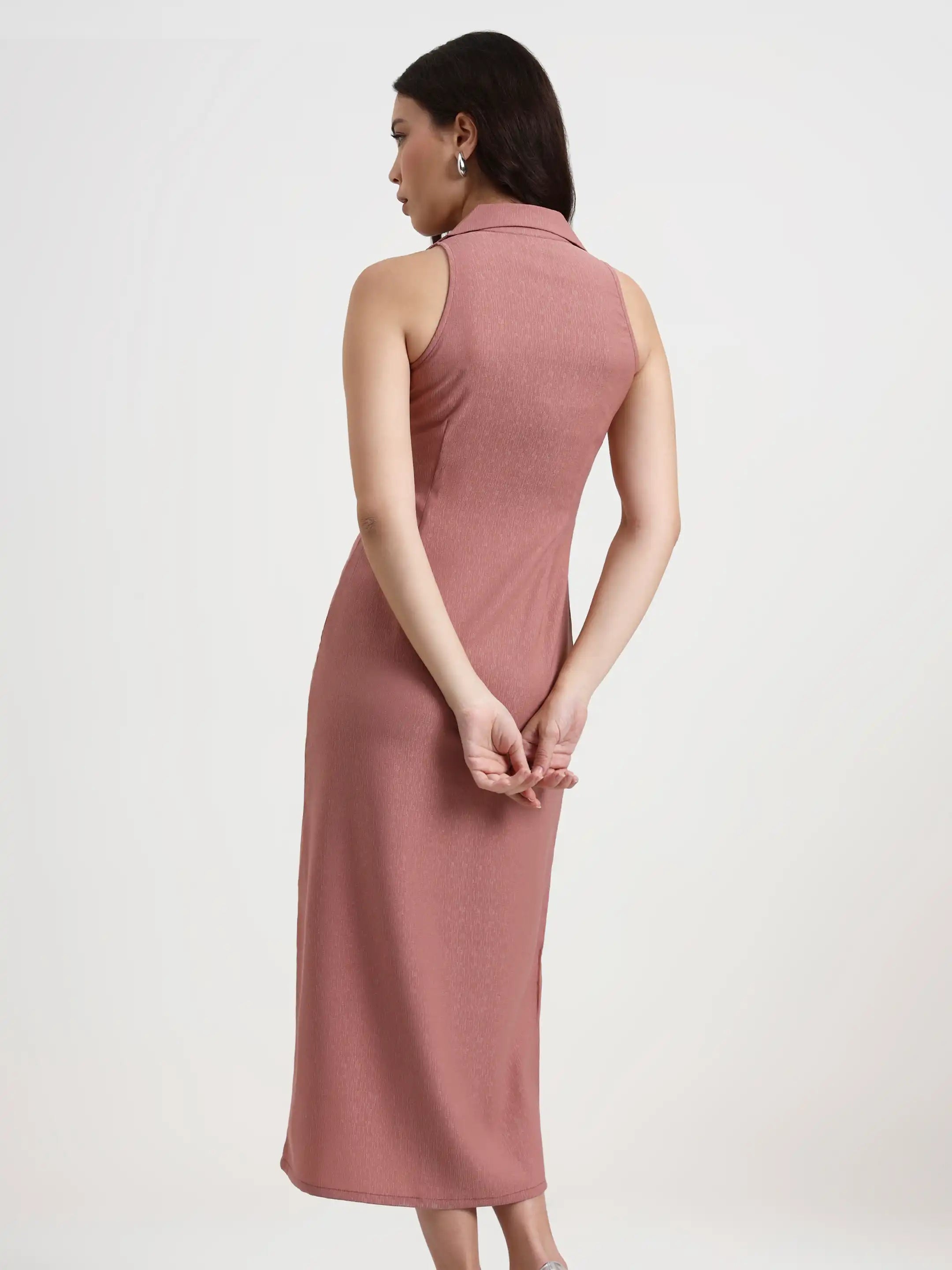 Tailored Button-Down Midi Dress - Pale Rose 2.0