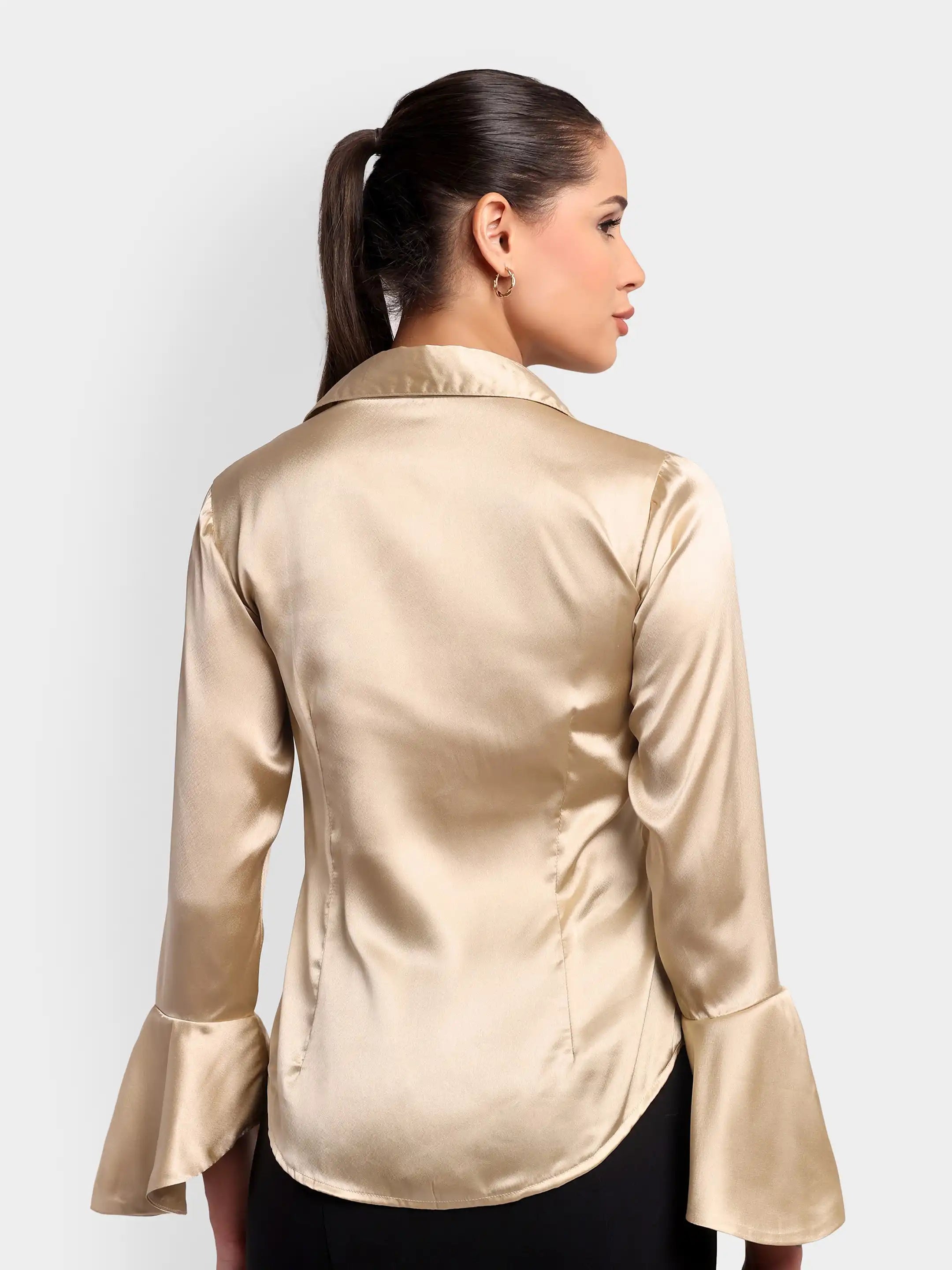 Darted Bell-Sleeve Shirt - Golden
