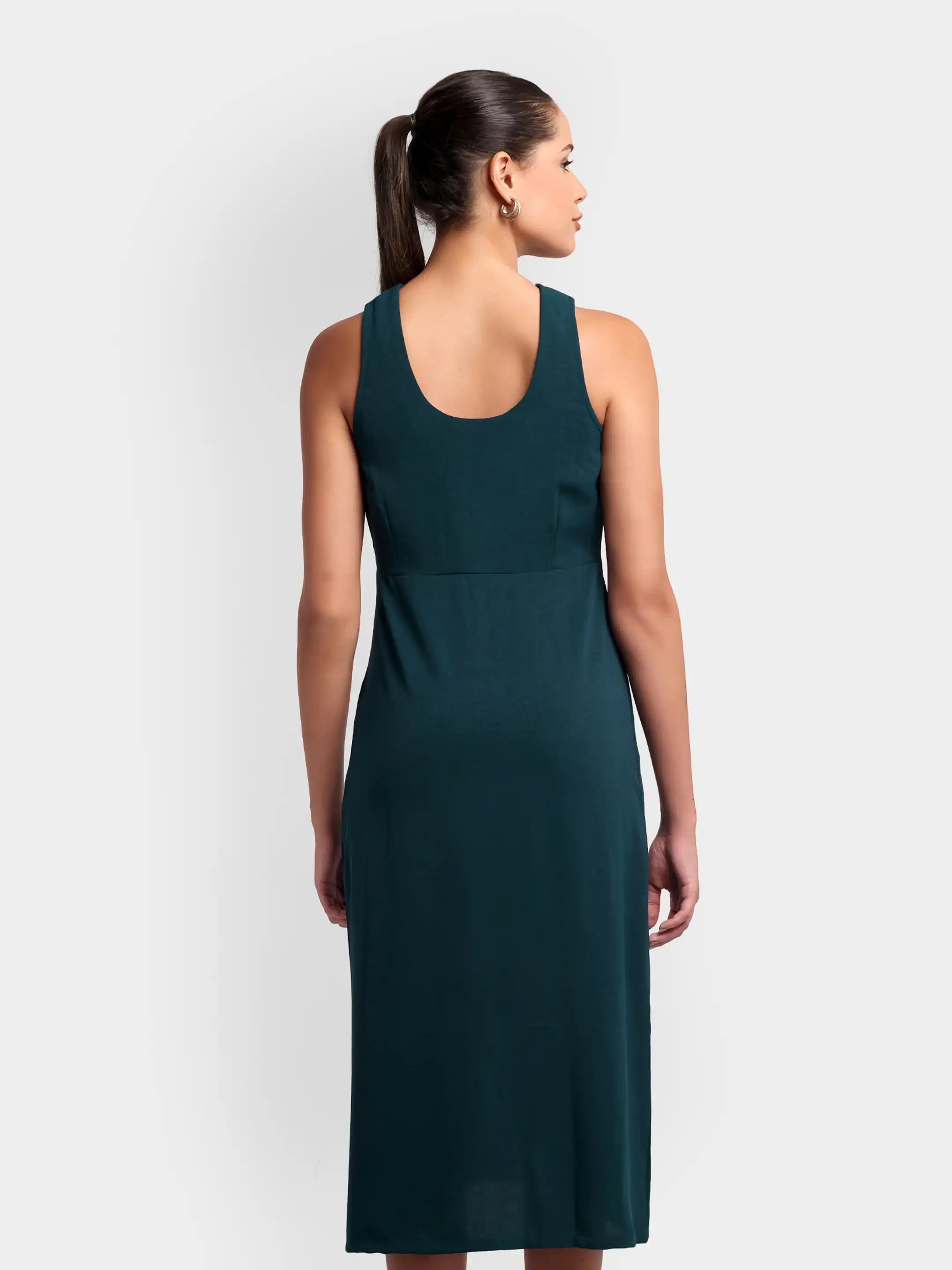 Slit Halter Shirt Dress - Teal