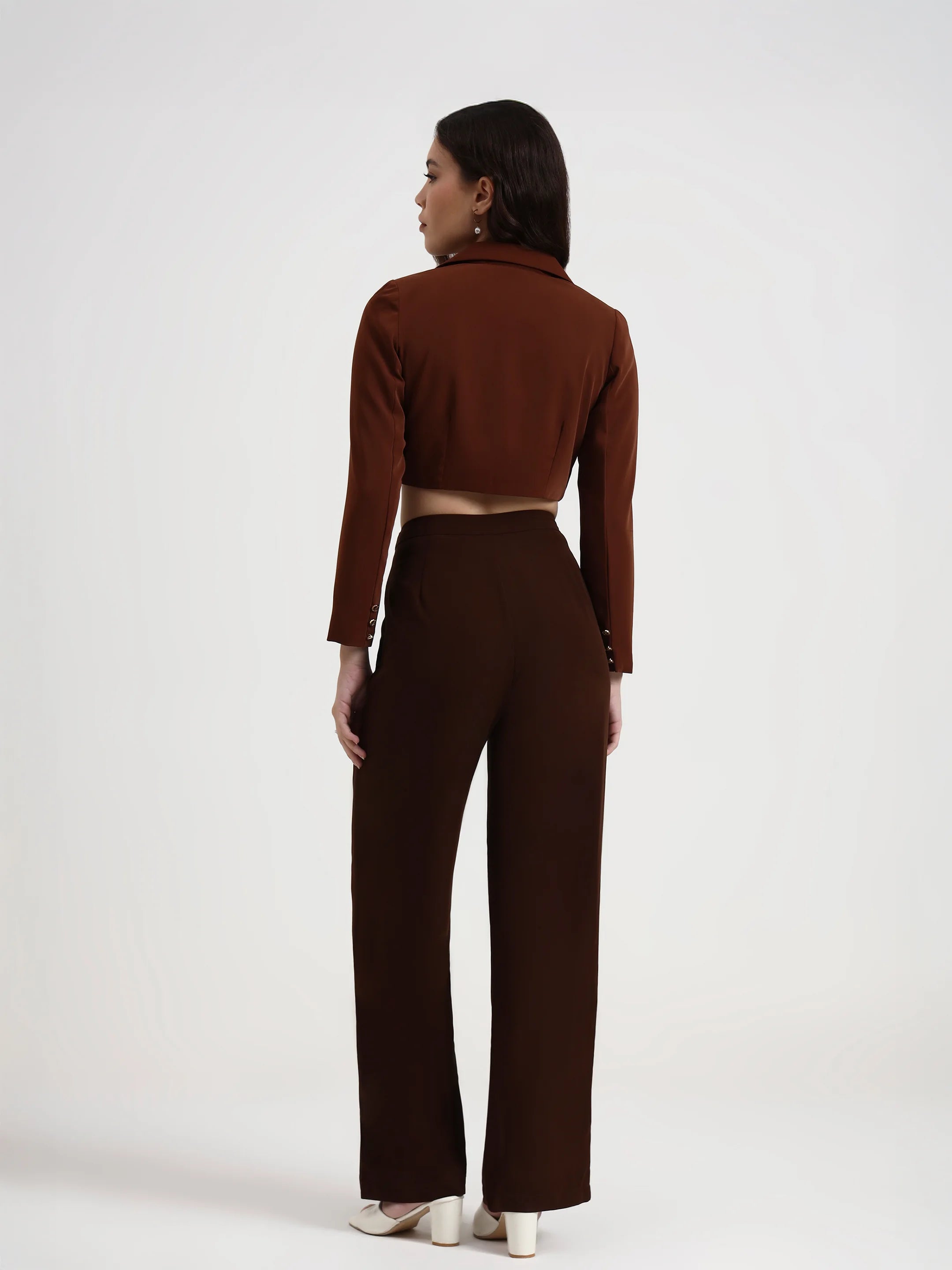 Pleated Suit Trousers - Cocoa Brown