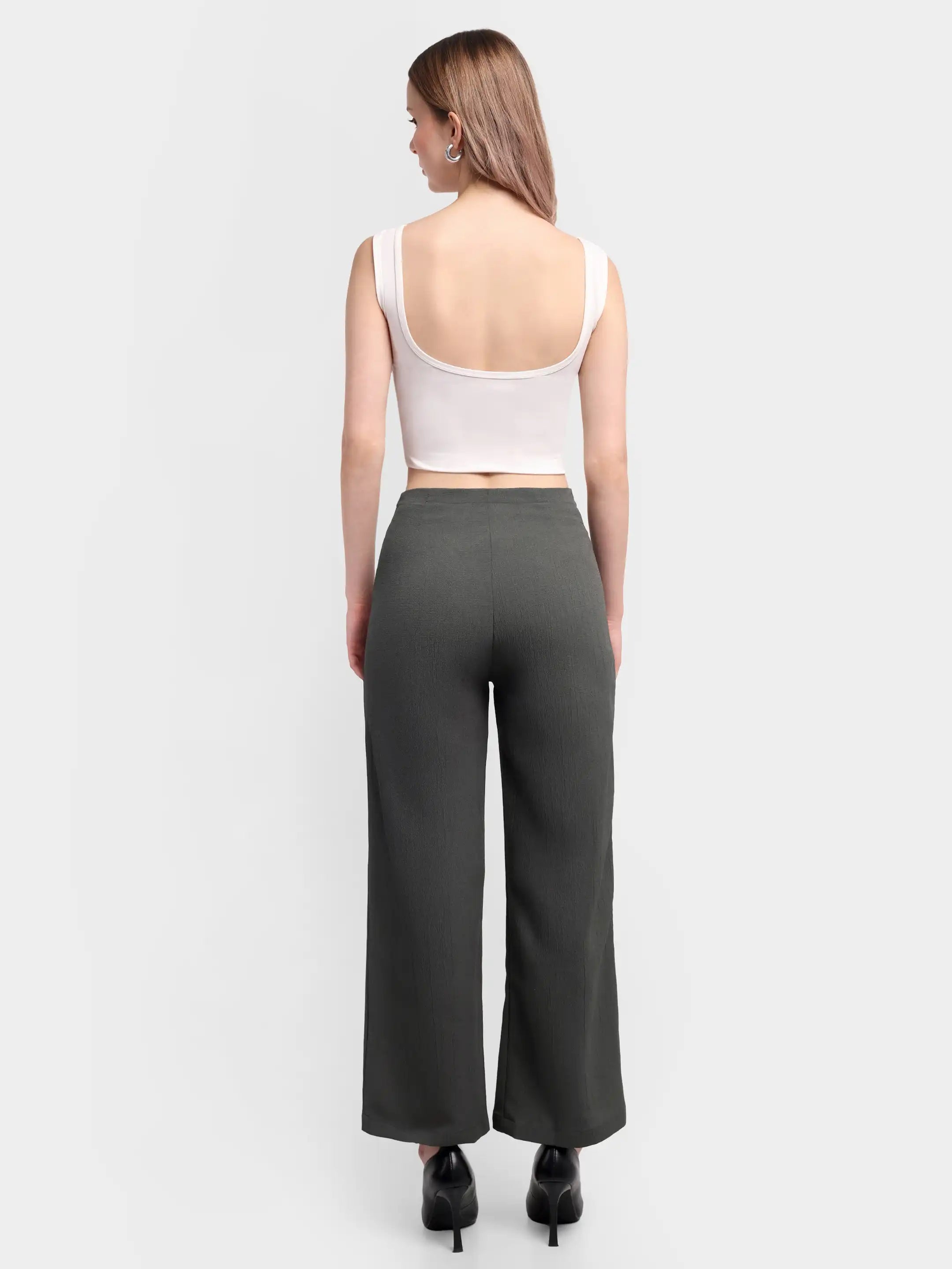 Bubble-Weave Tailored Pants - Dark Grey