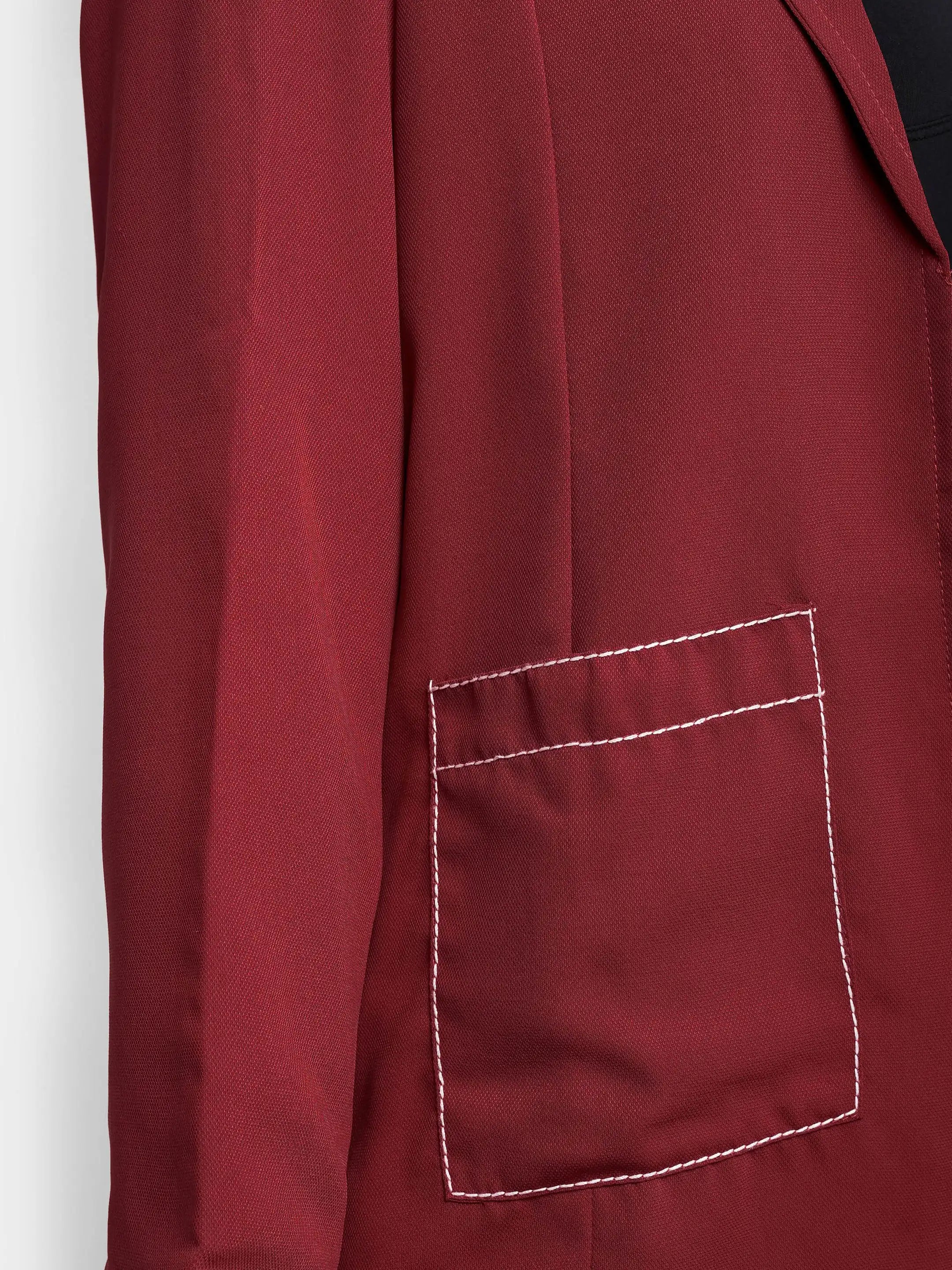 Embroidered Structured Blazer - Pastel Red