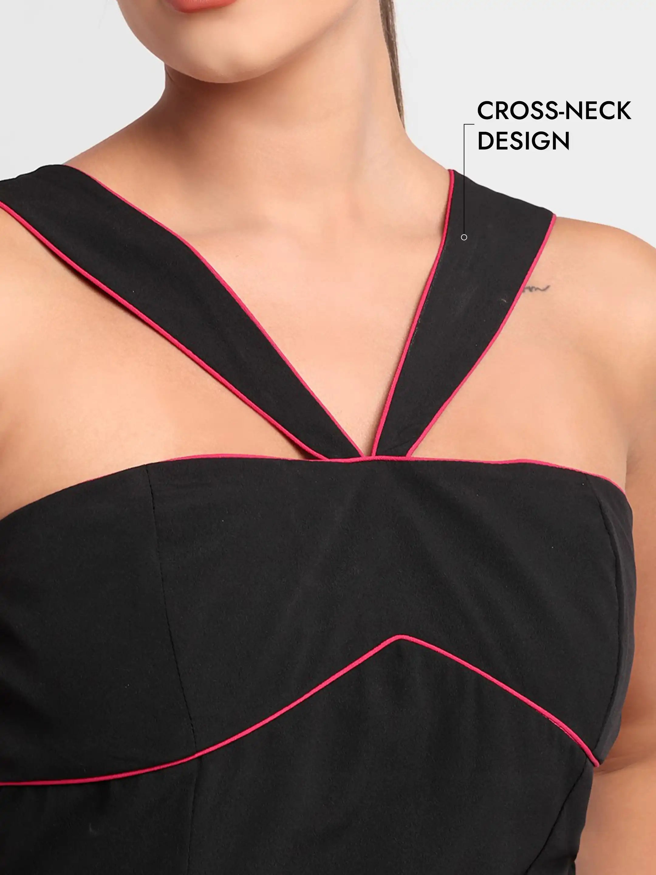 Sculpted Criss-Cross Dress - Black