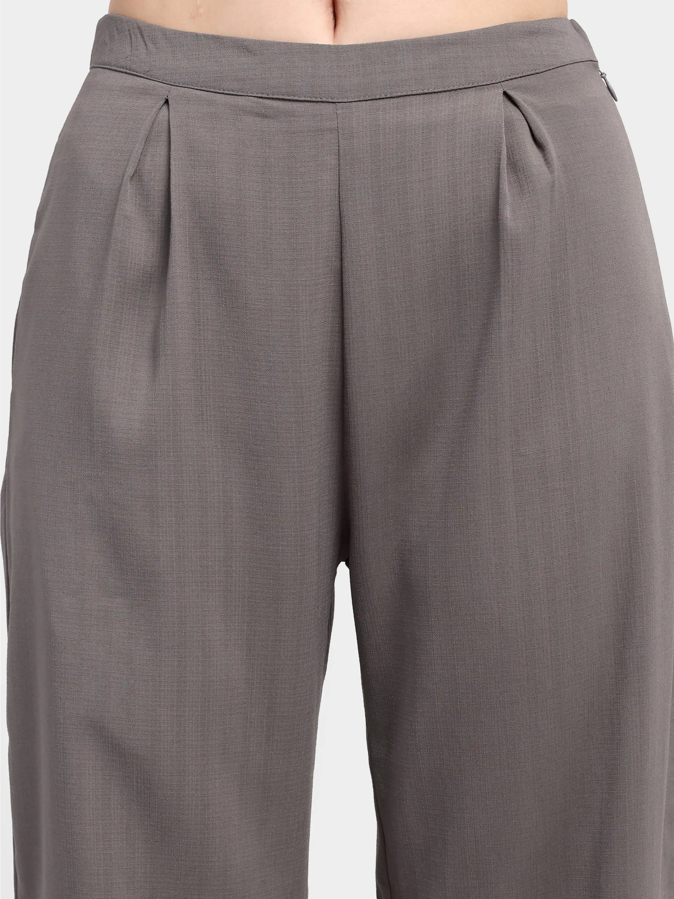 Pleated Suit Trousers - Light Grey
