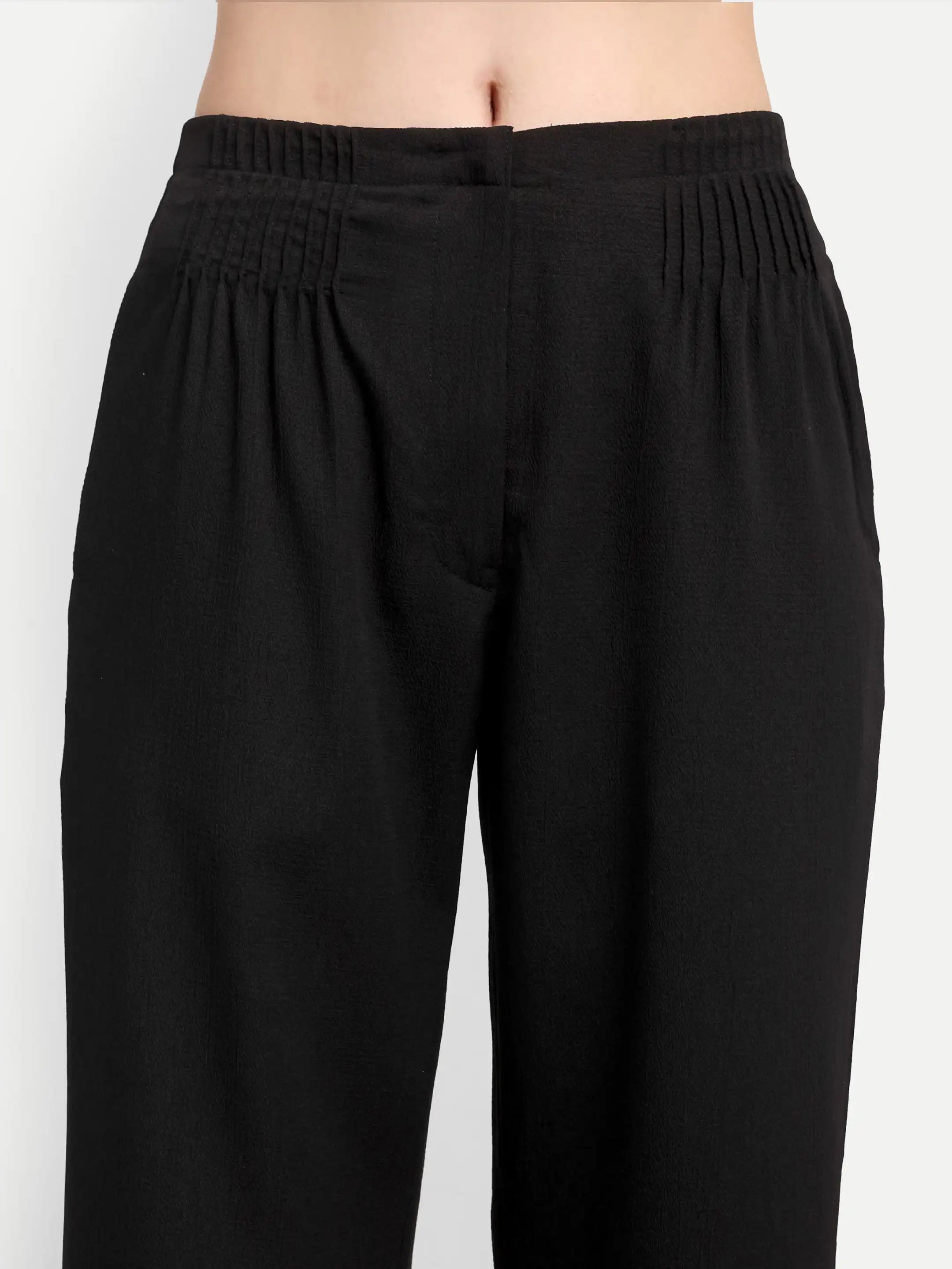 Bubble-Weave Tailored Pants - Black