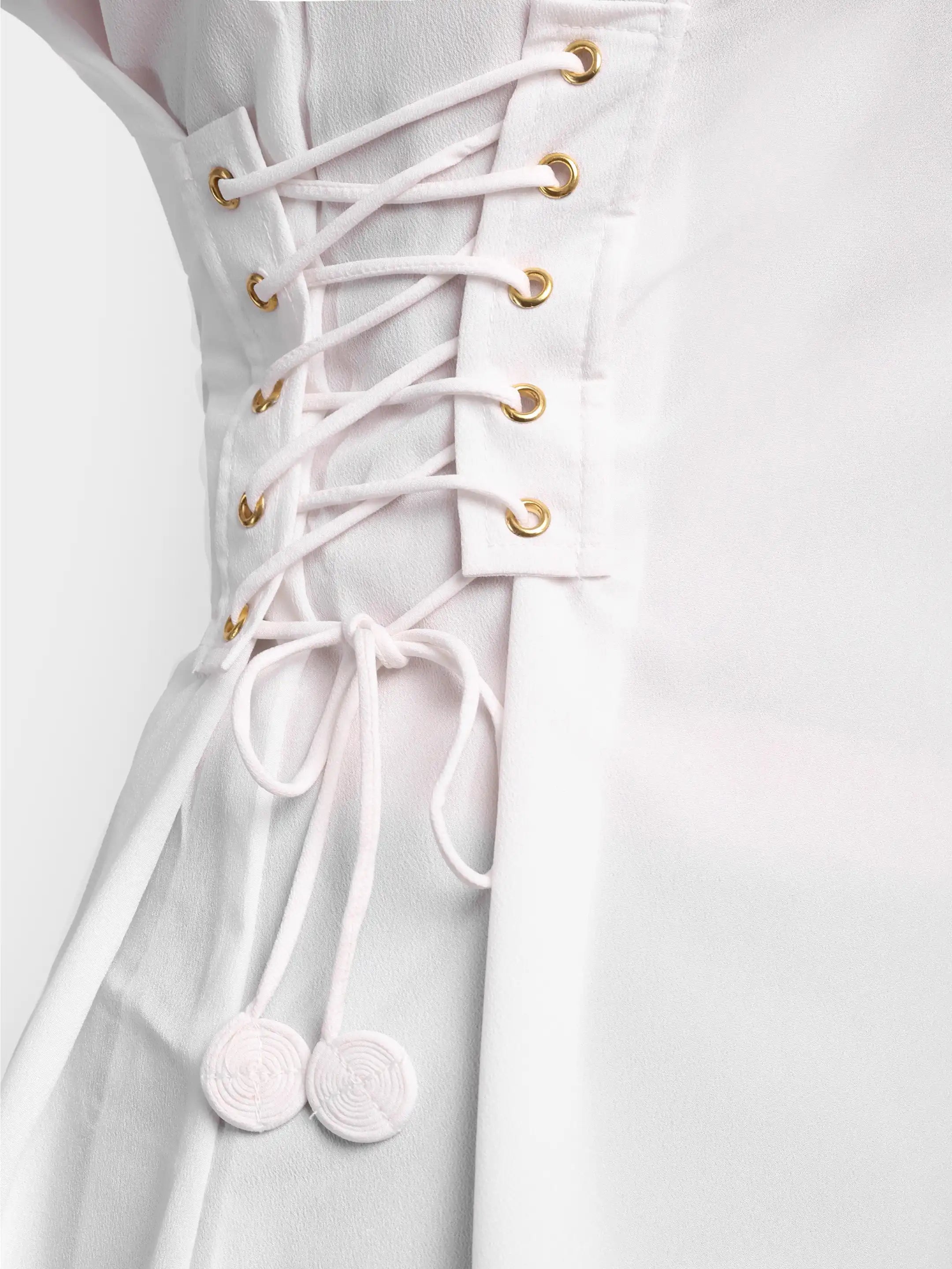 Lace-Up Cinch Shirt - White