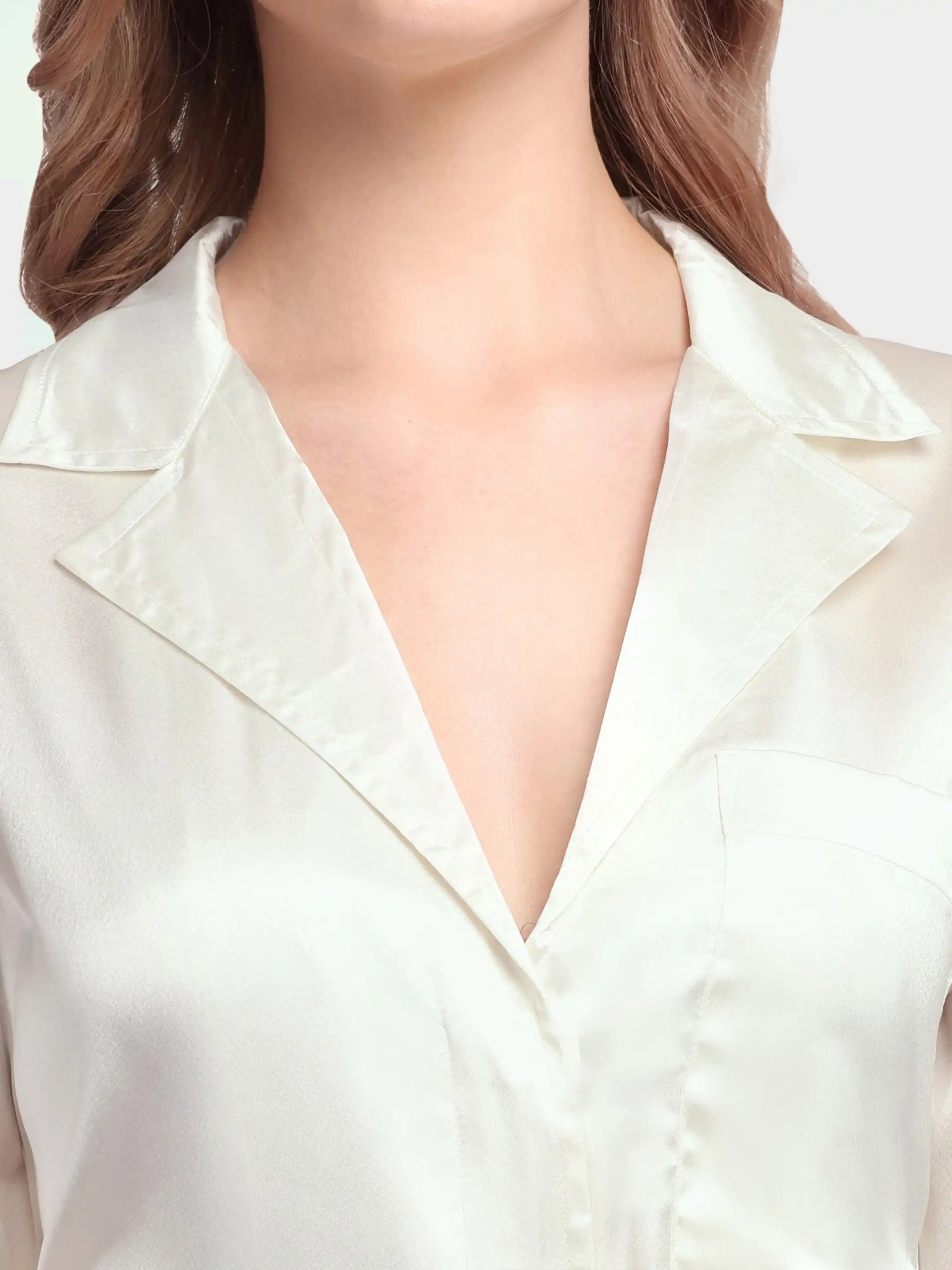 Pleat-Cuff Satin Dress - White