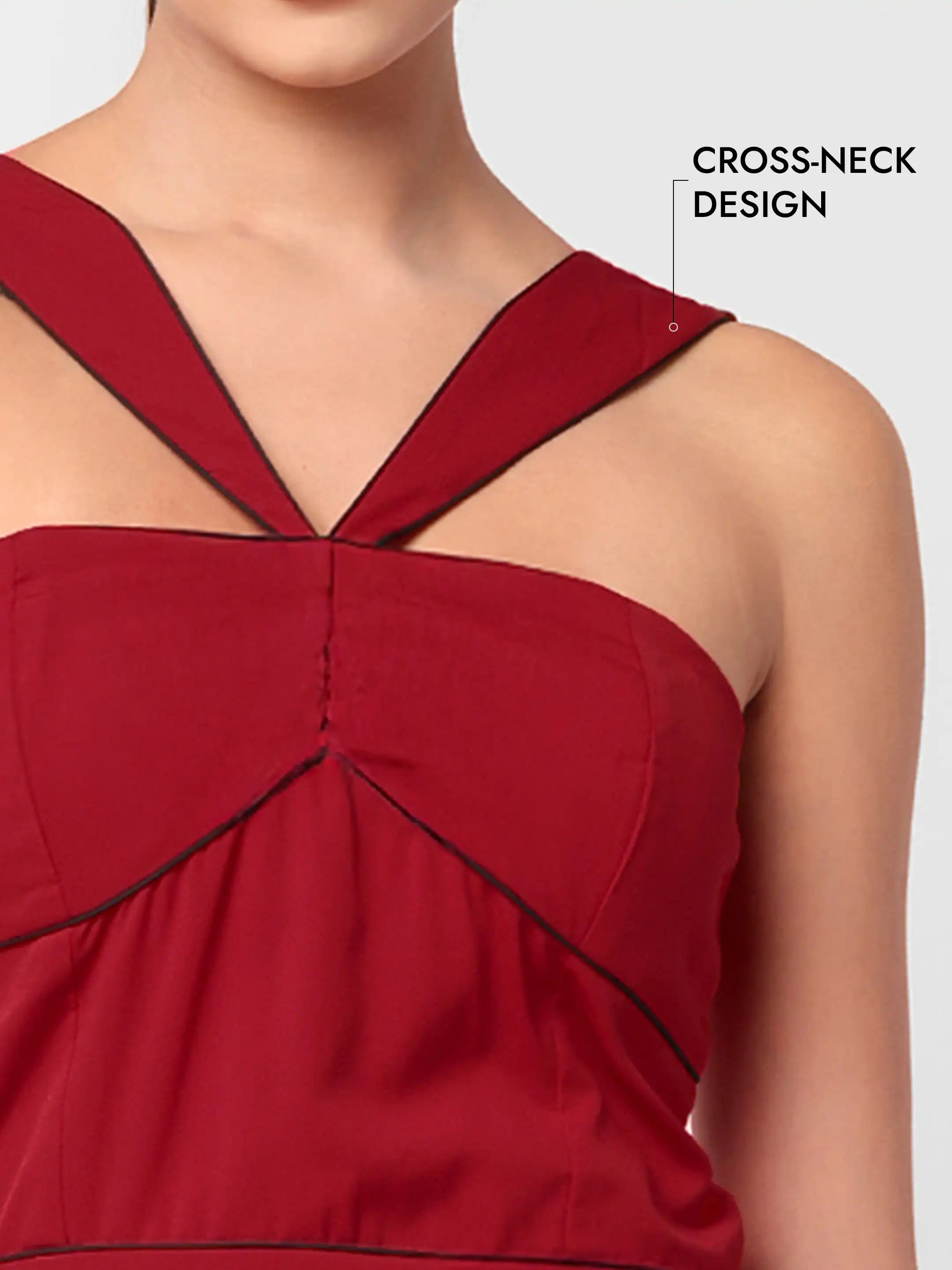 Sculpted Criss-Cross Dress - Red