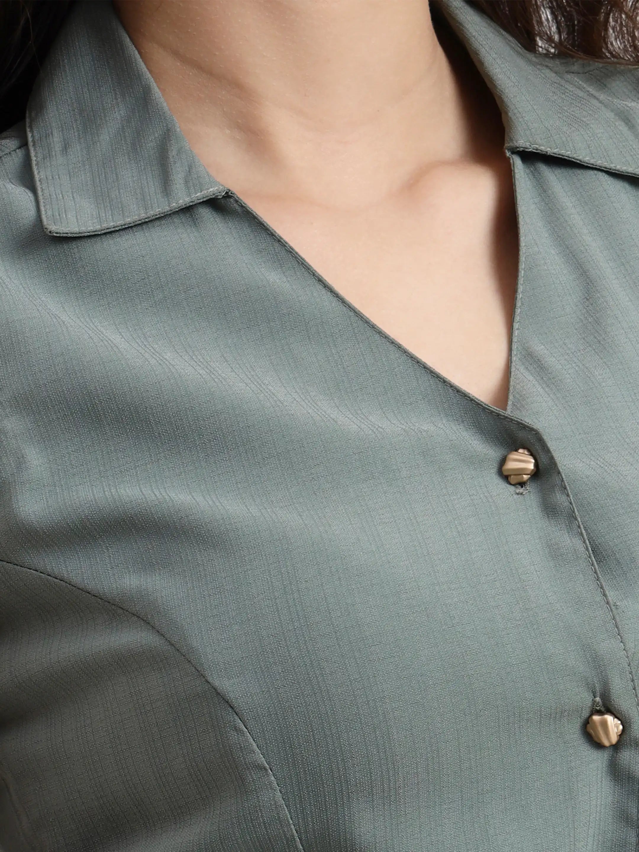 Structured Collared Dress - Sage Green
