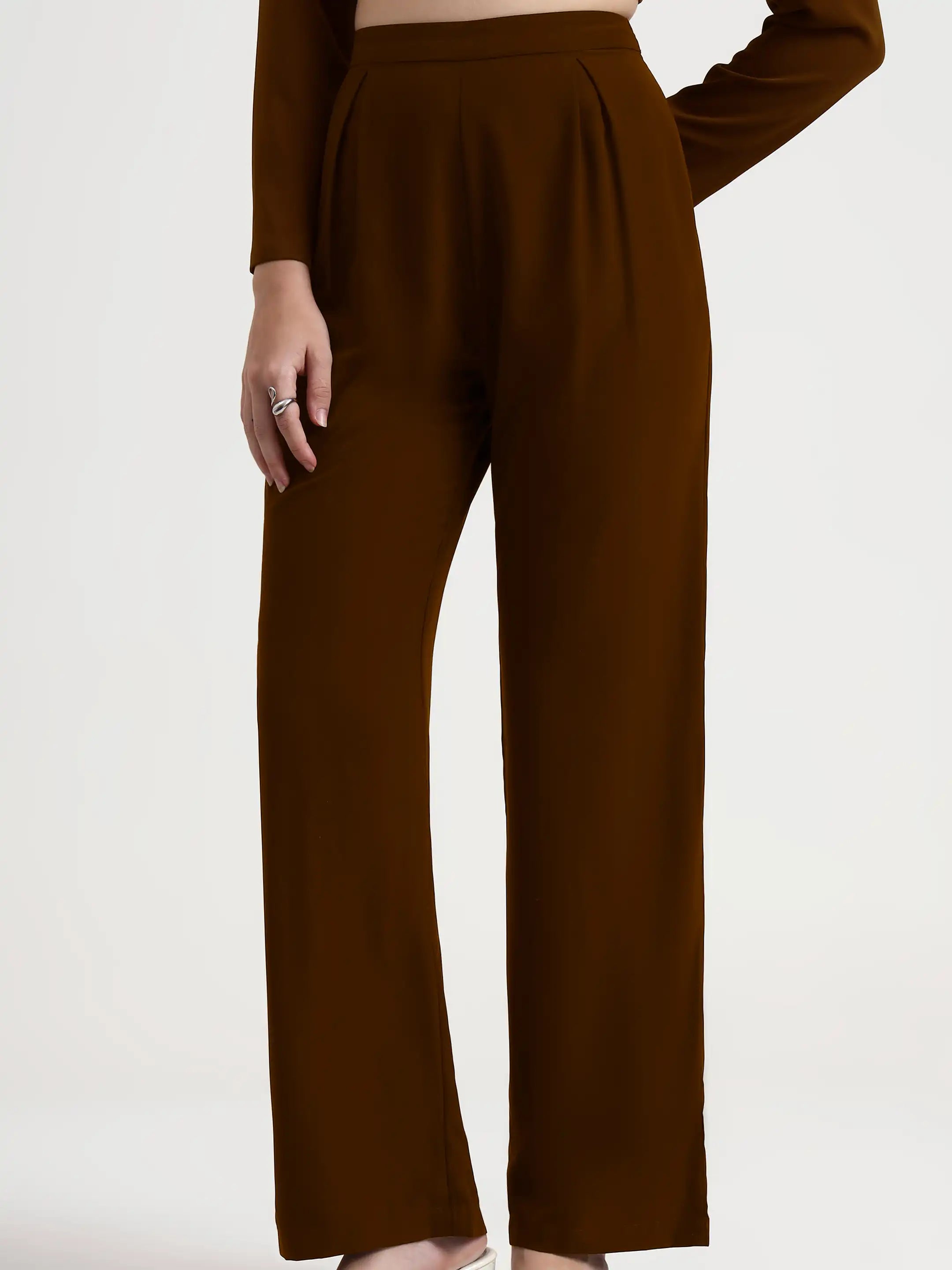 Detailed Crop Co-ord - Brown