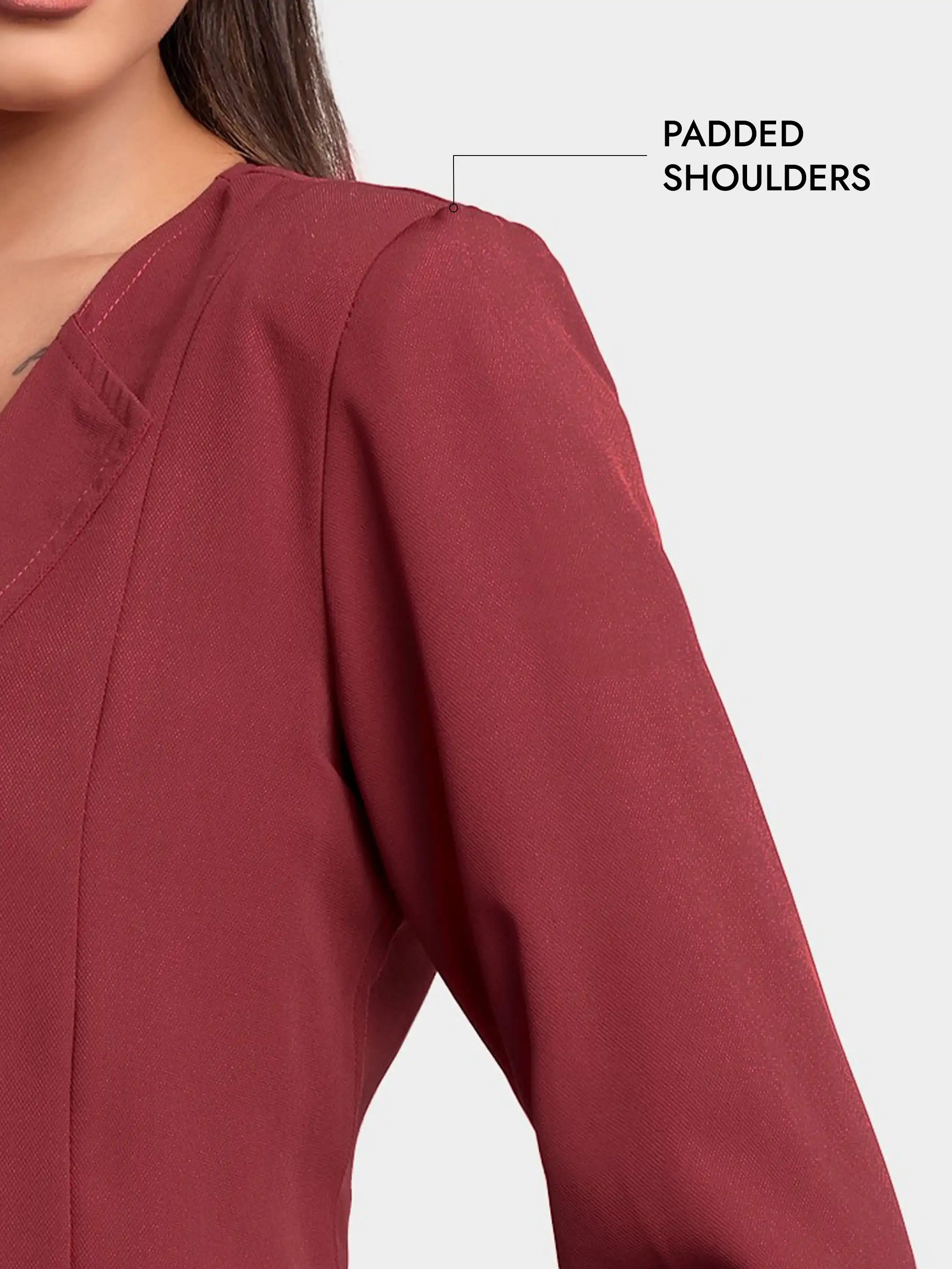 Embroidered Structured Blazer - Pastel Red