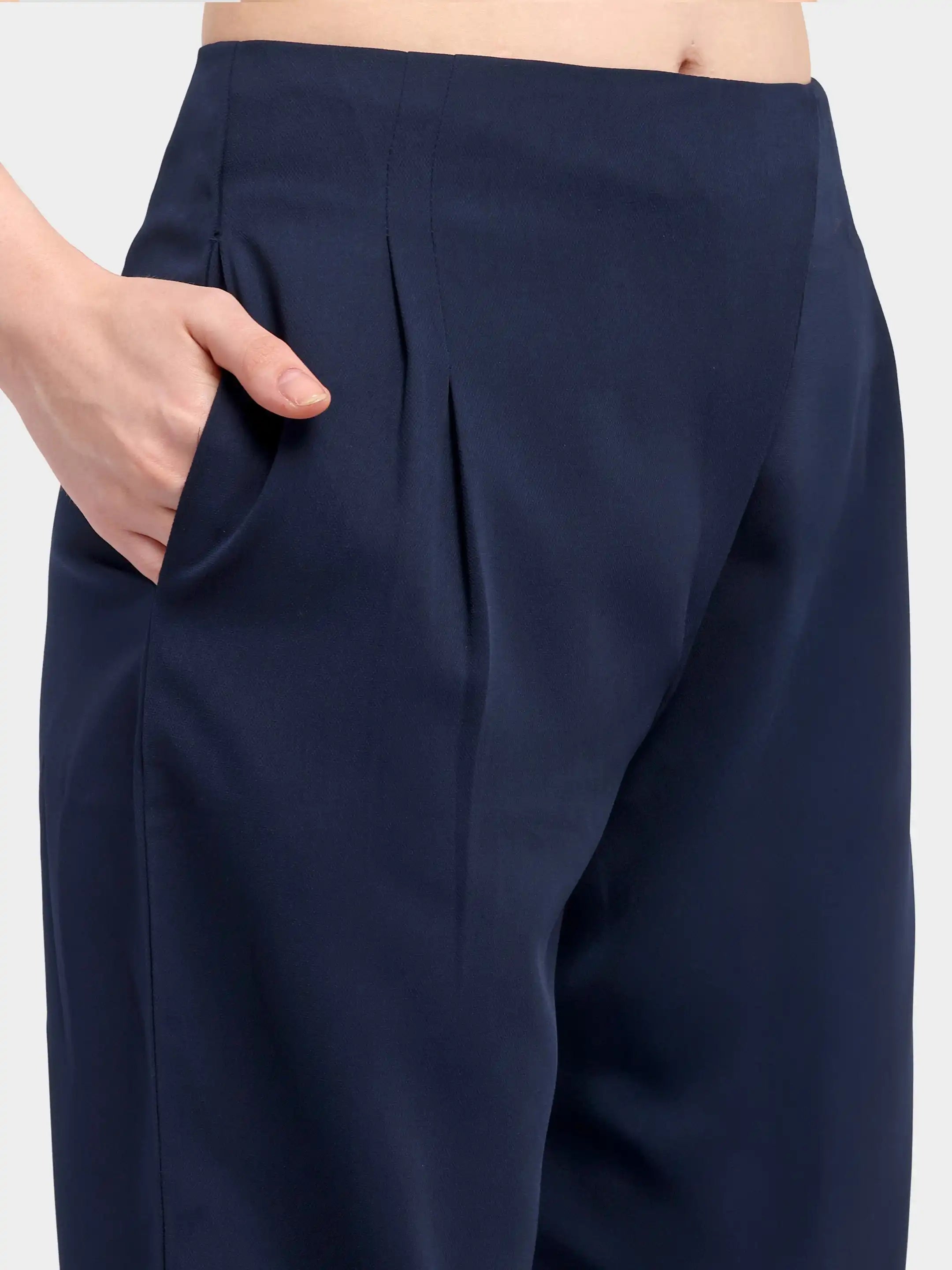 Honeycomb Textured Trousers - Blue