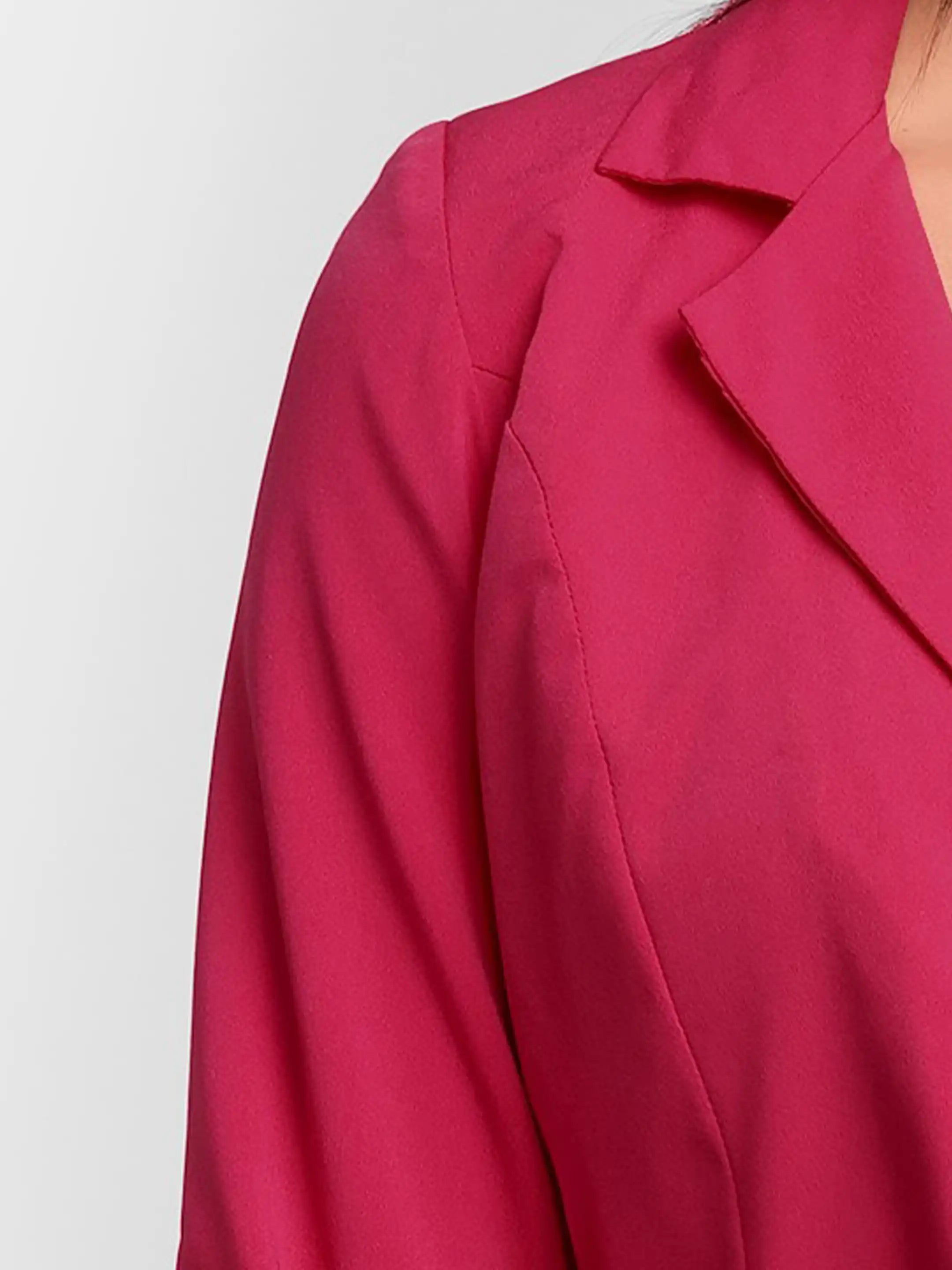 Single-Breasted Crop Blazer - Hot Pink