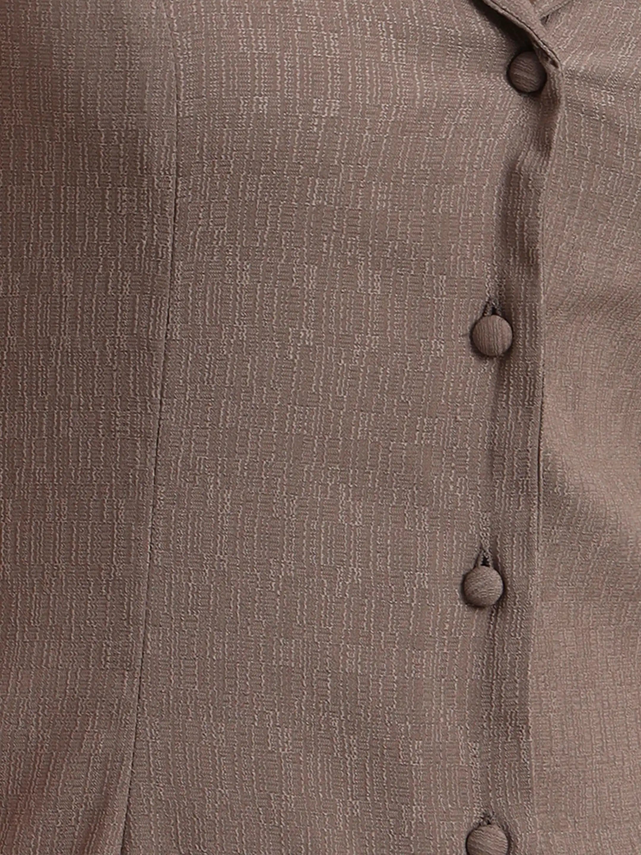 Tailored Button-Down Midi Dress - Taupe