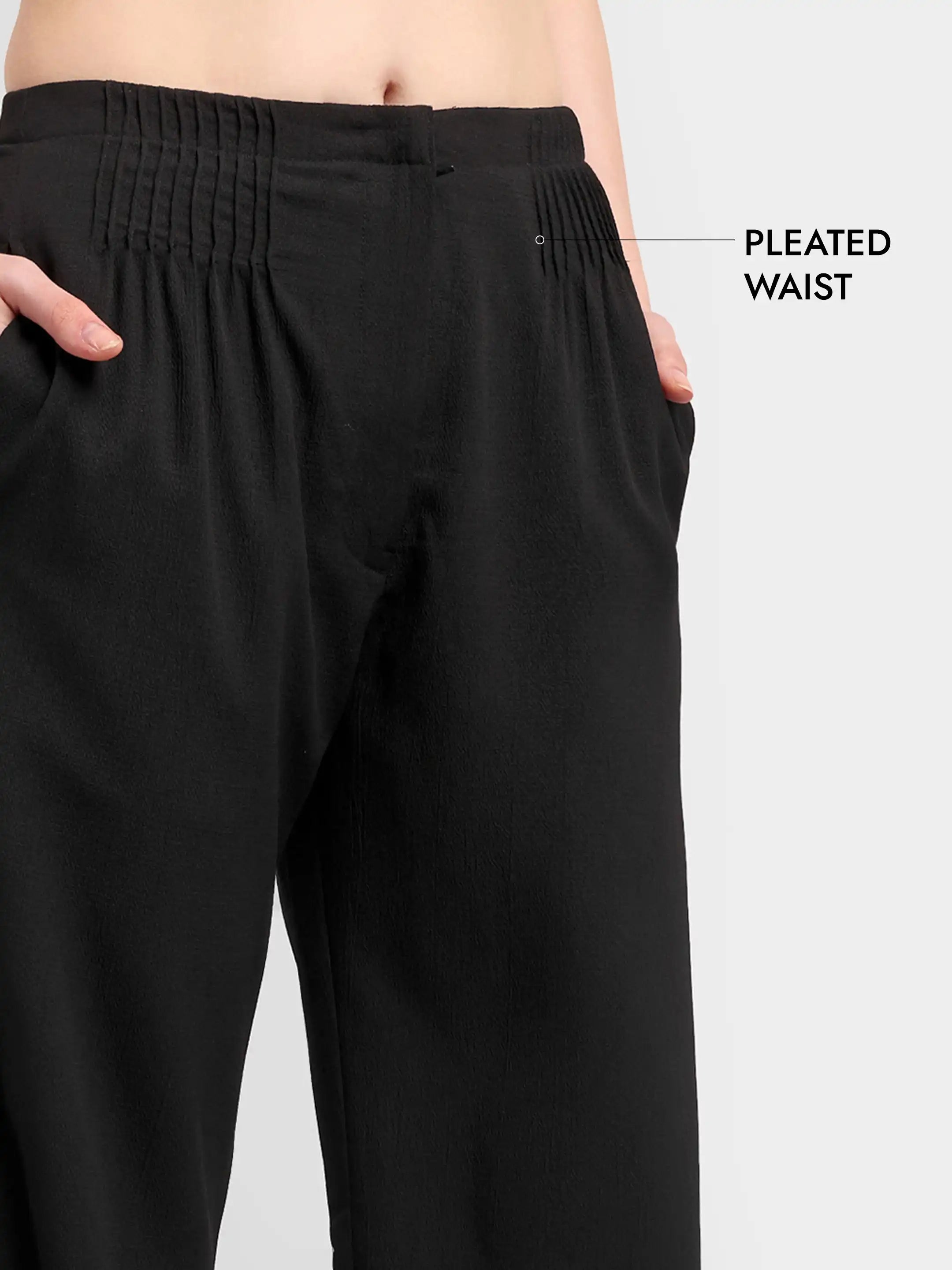 Bubble-Weave Tailored Pants - Black
