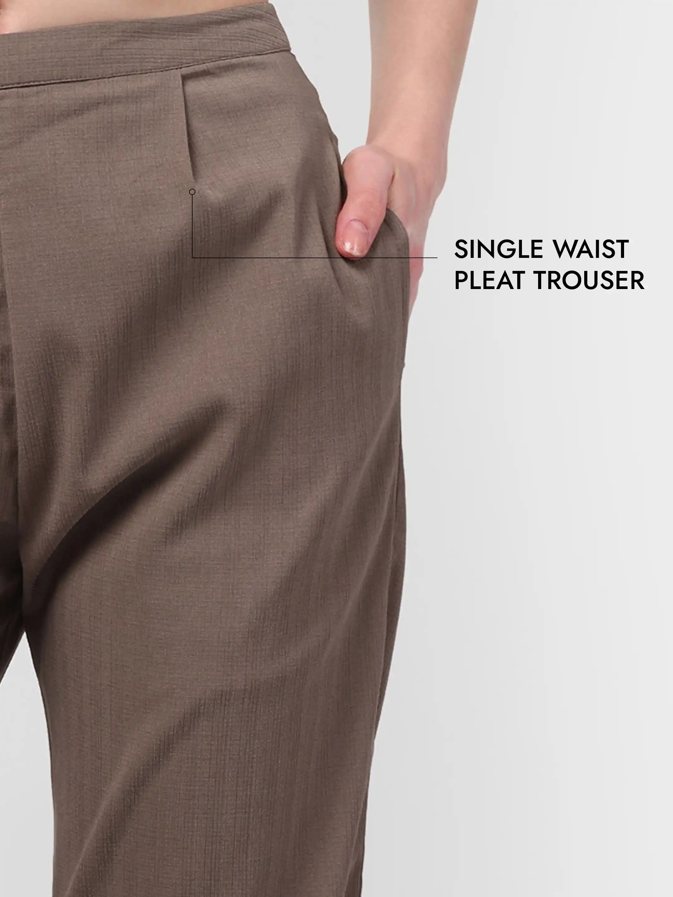 Pleated Waistcoat Set - Beige