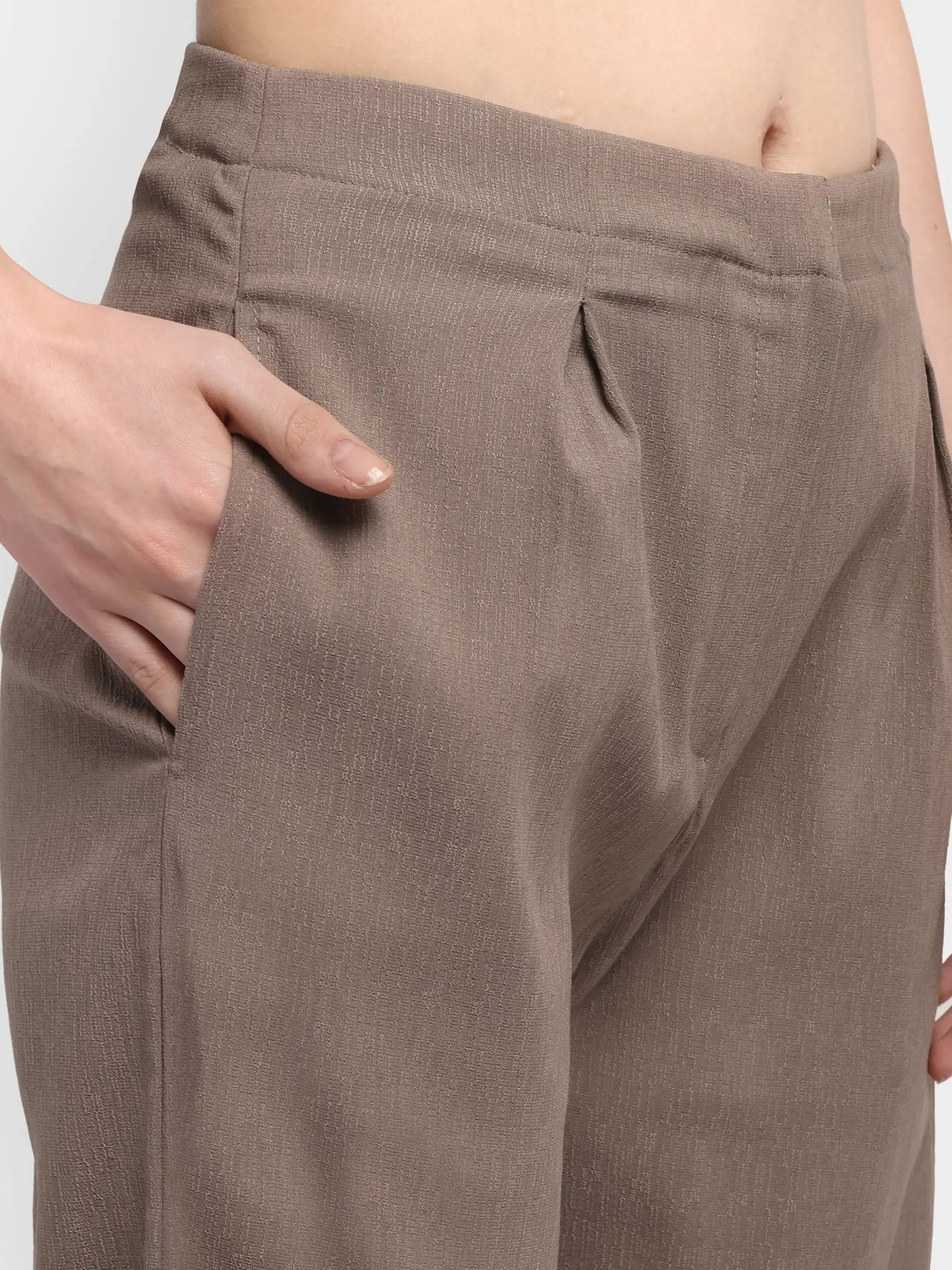 Pleated Trouser Waistcoat Co-ord - Mocha Brown