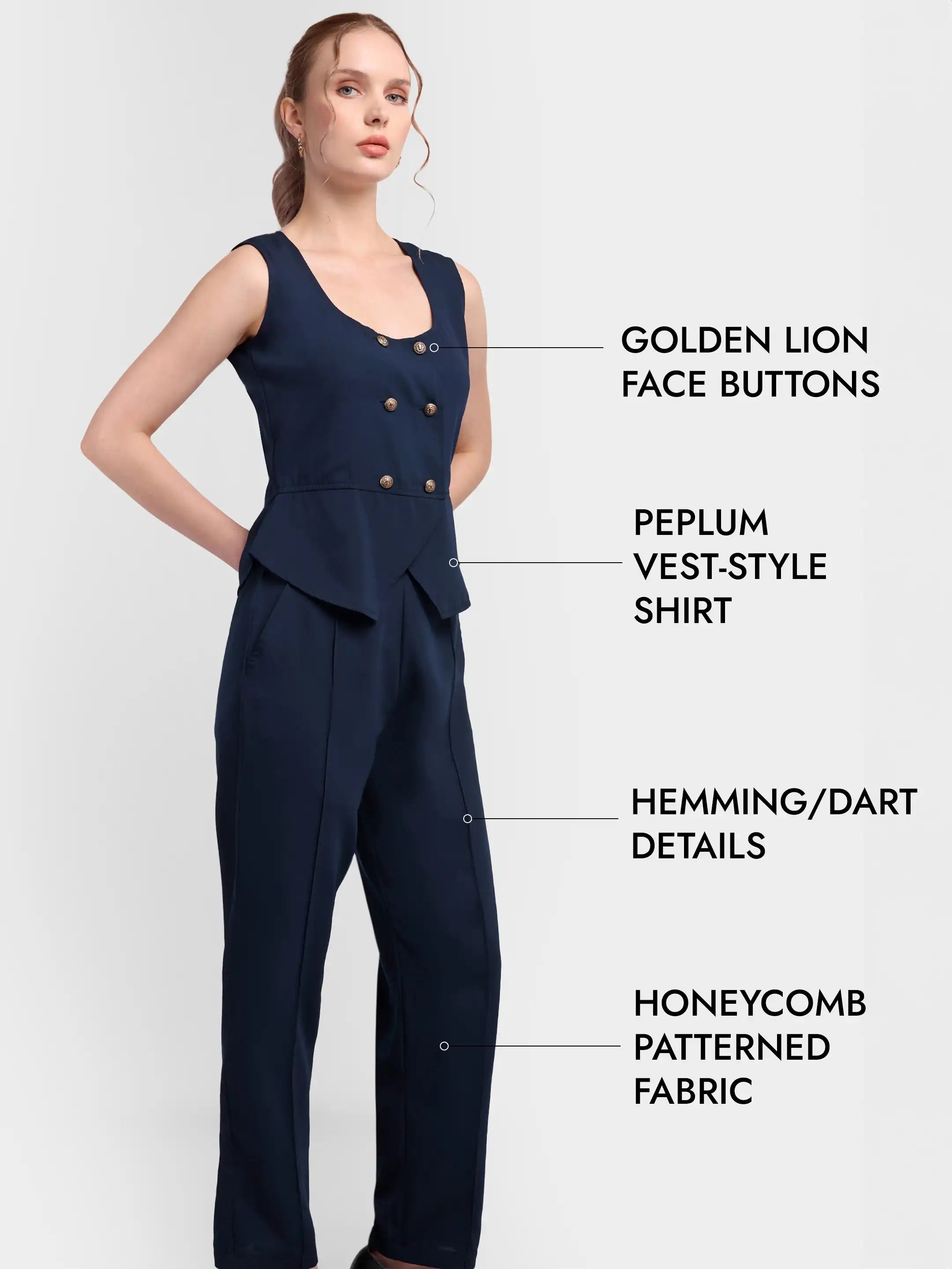 Double-Breasted Co-ord Set - Navy Blue