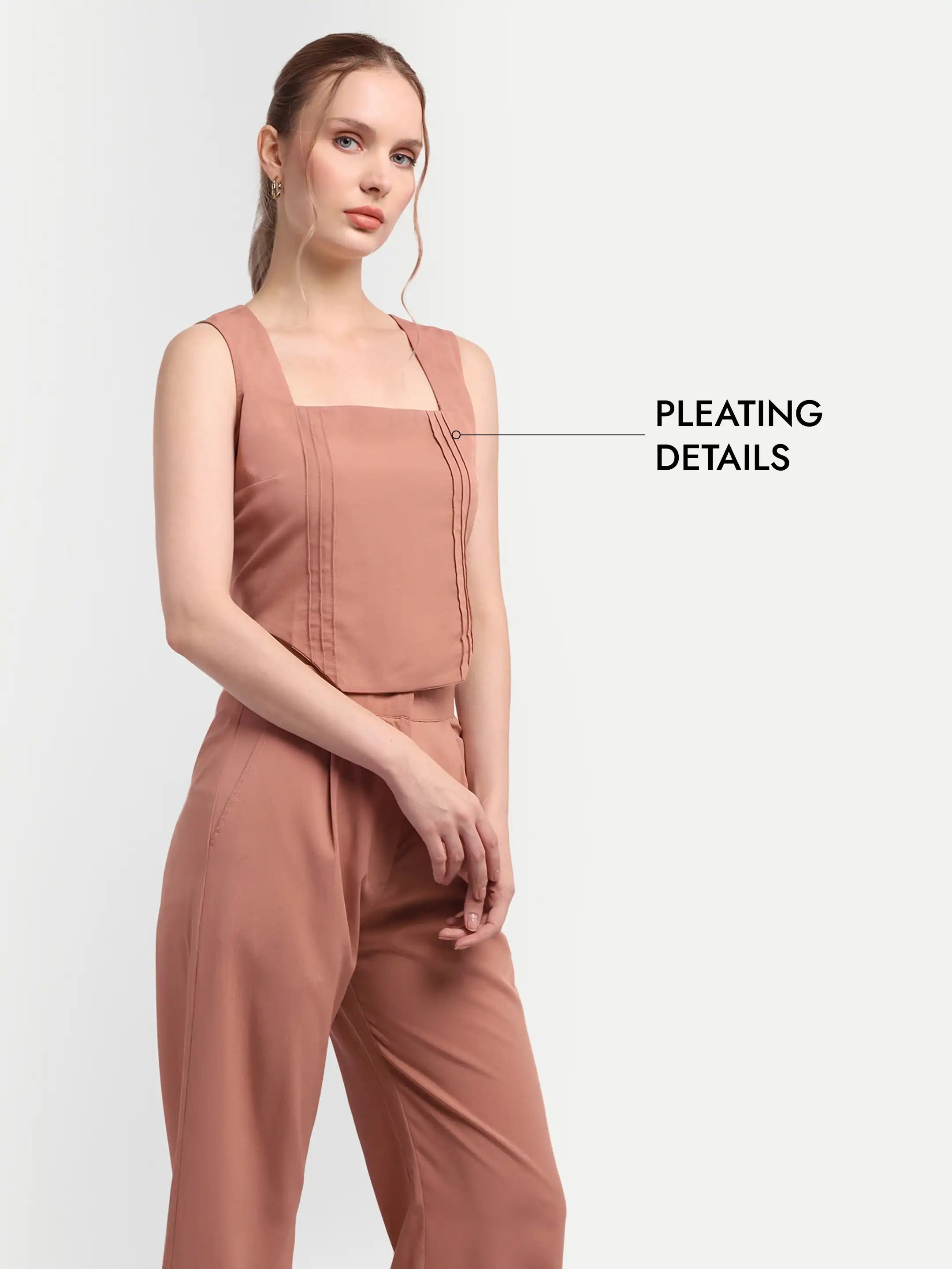 Pleated Corset-Hem Set - Peach