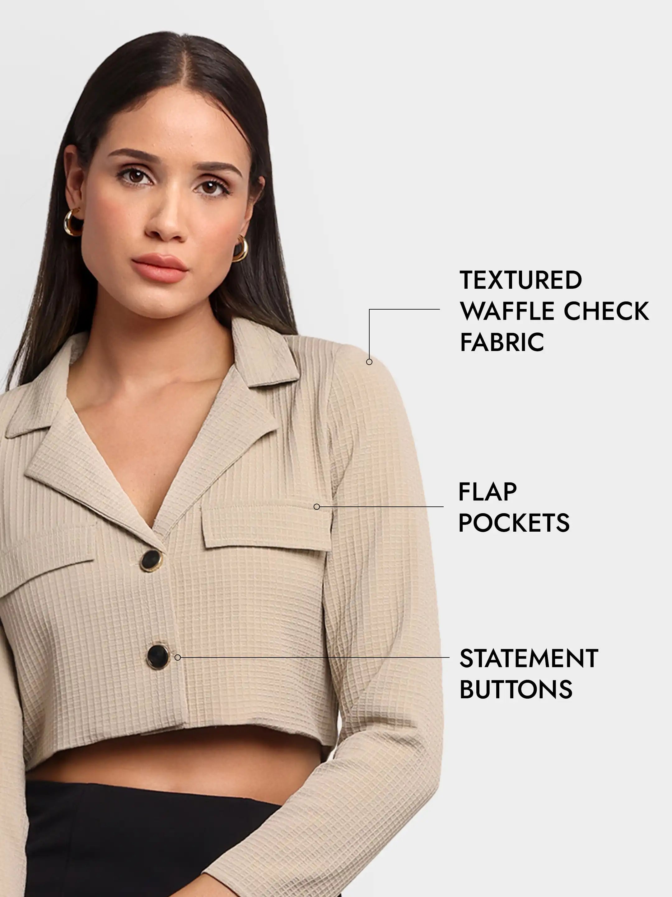 Flap-Check Blazer - Beige