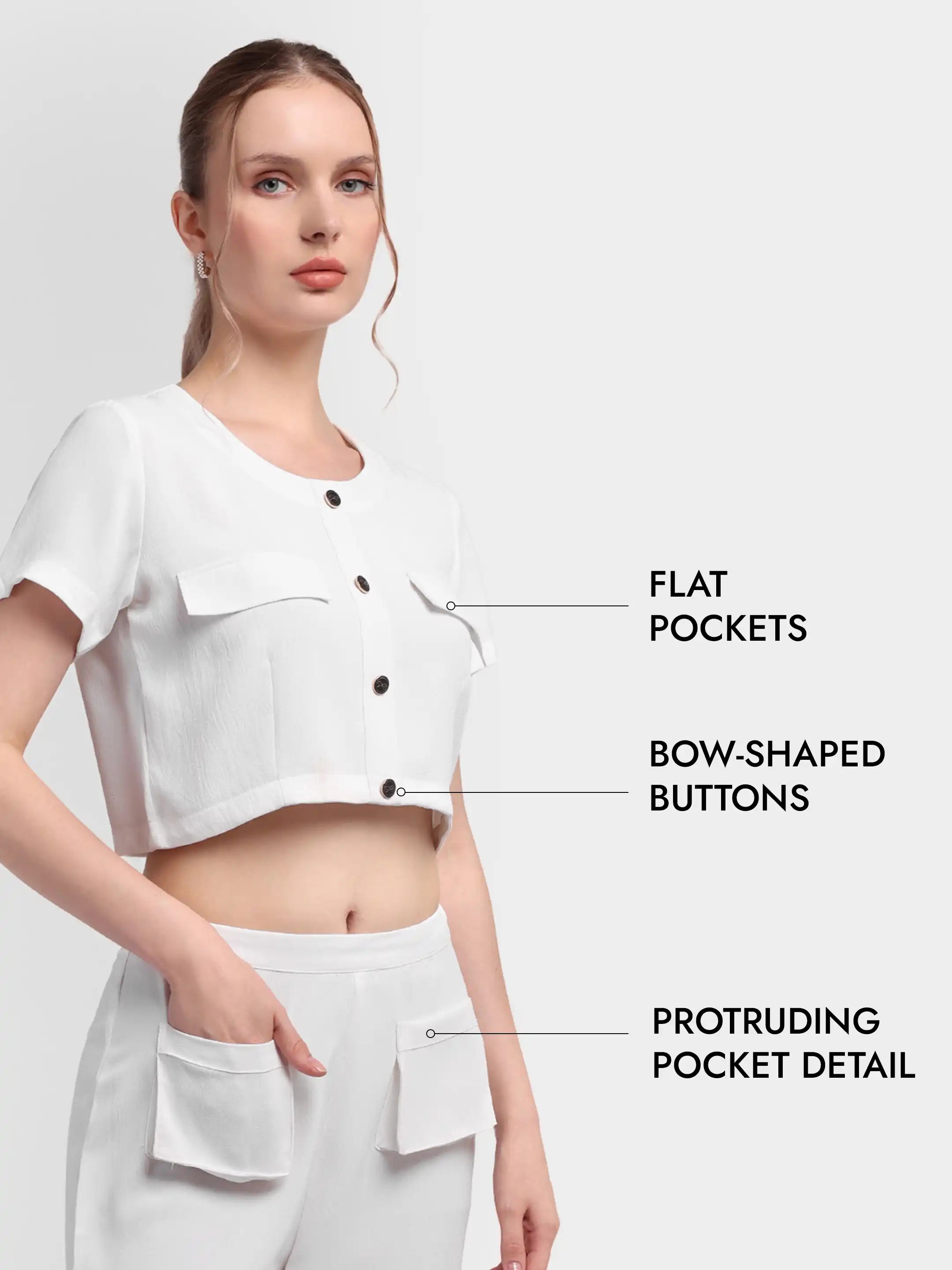 Detailed Bow Co-ord - White