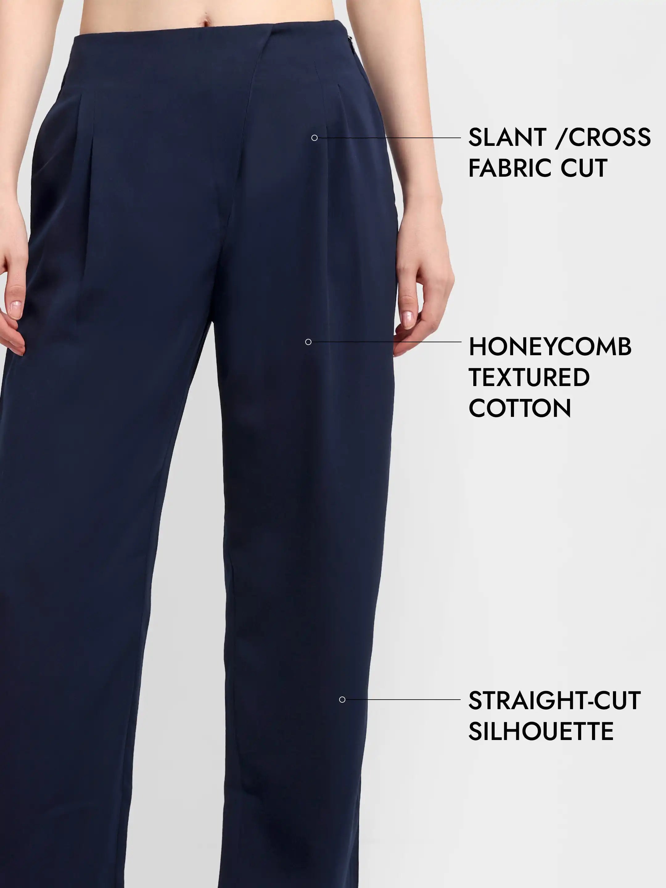Honeycomb Textured Trousers - Blue