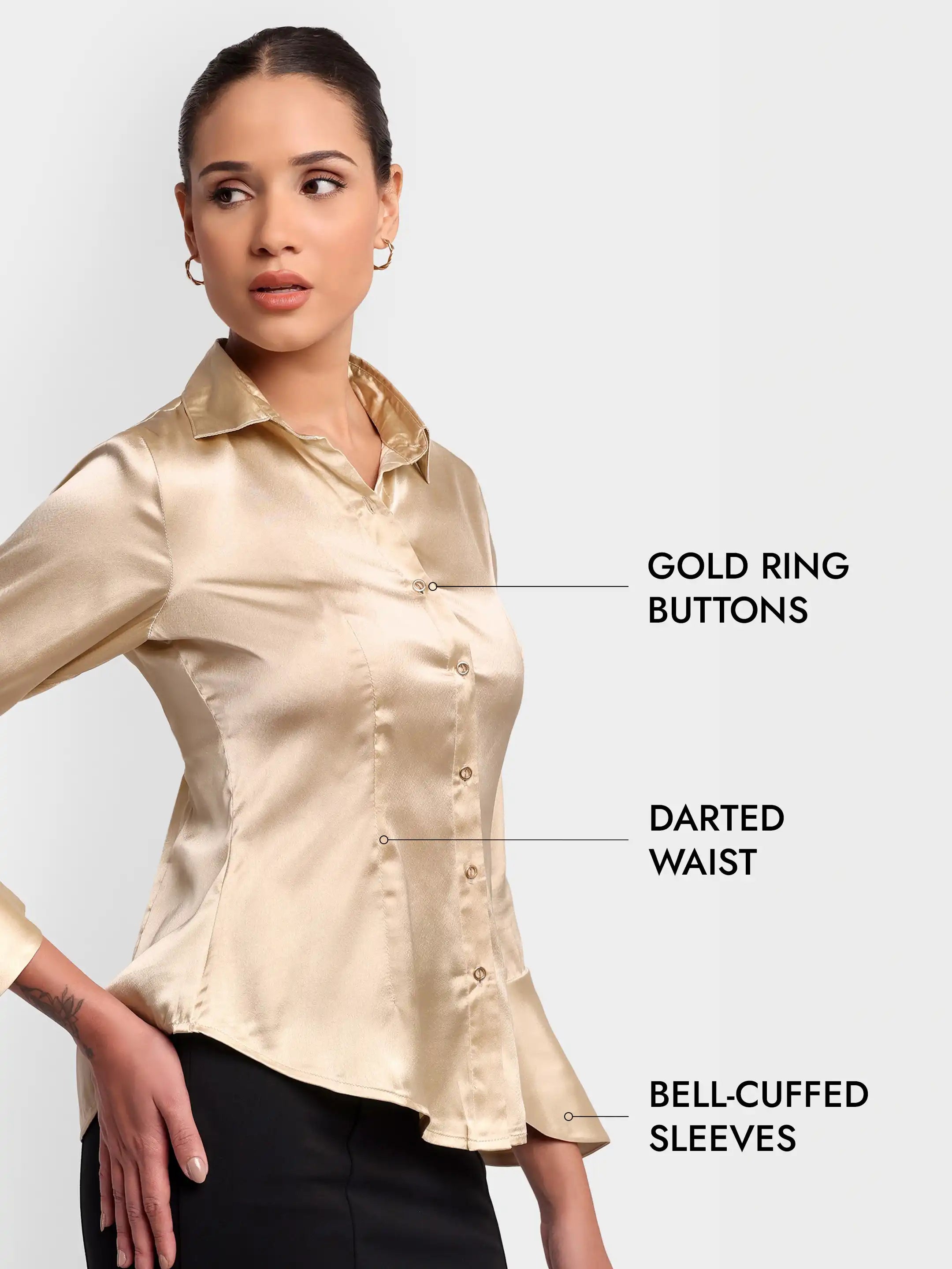 Darted Bell-Sleeve Shirt - Golden