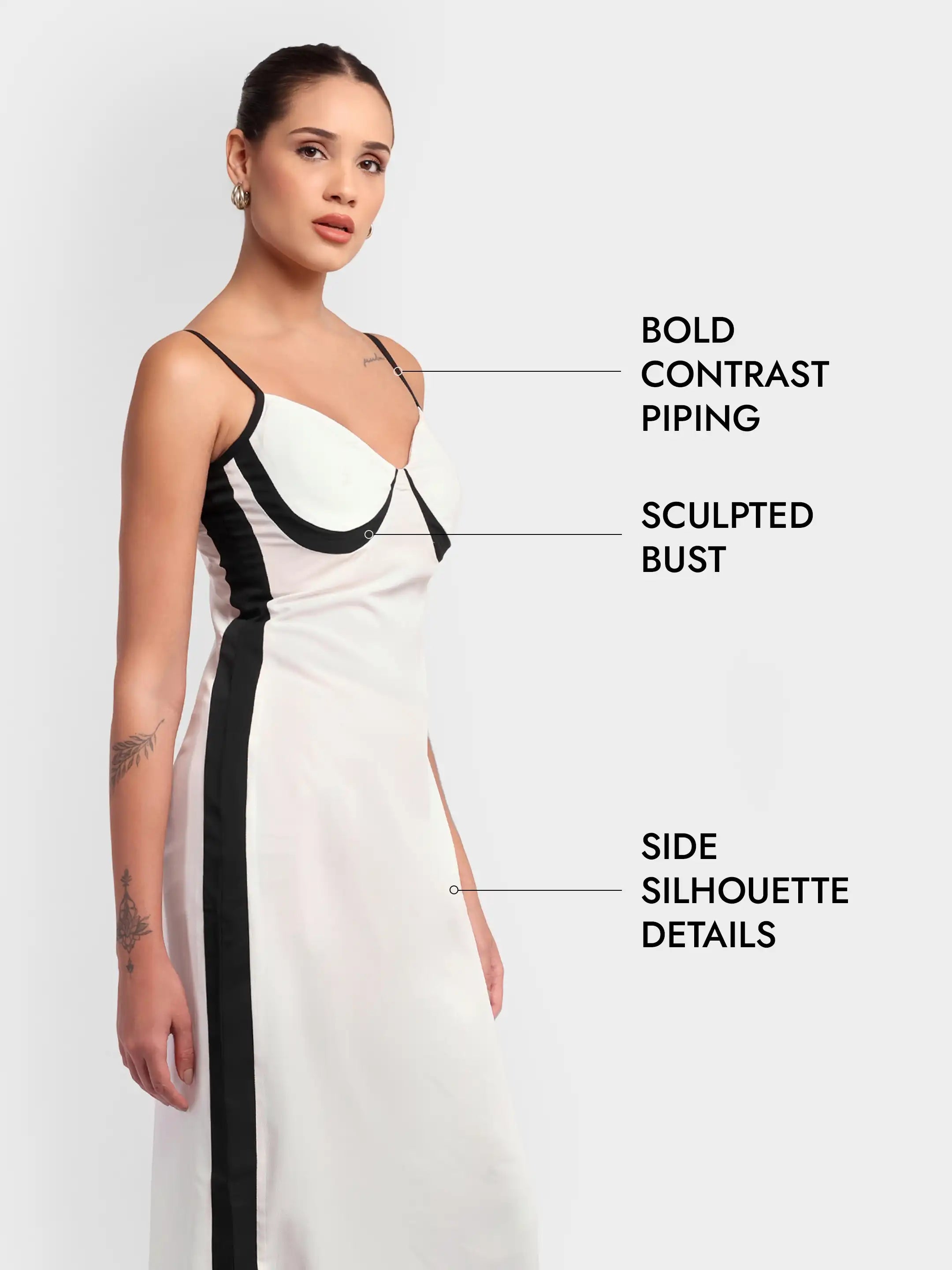 Contour Line Bodycon Dress - White