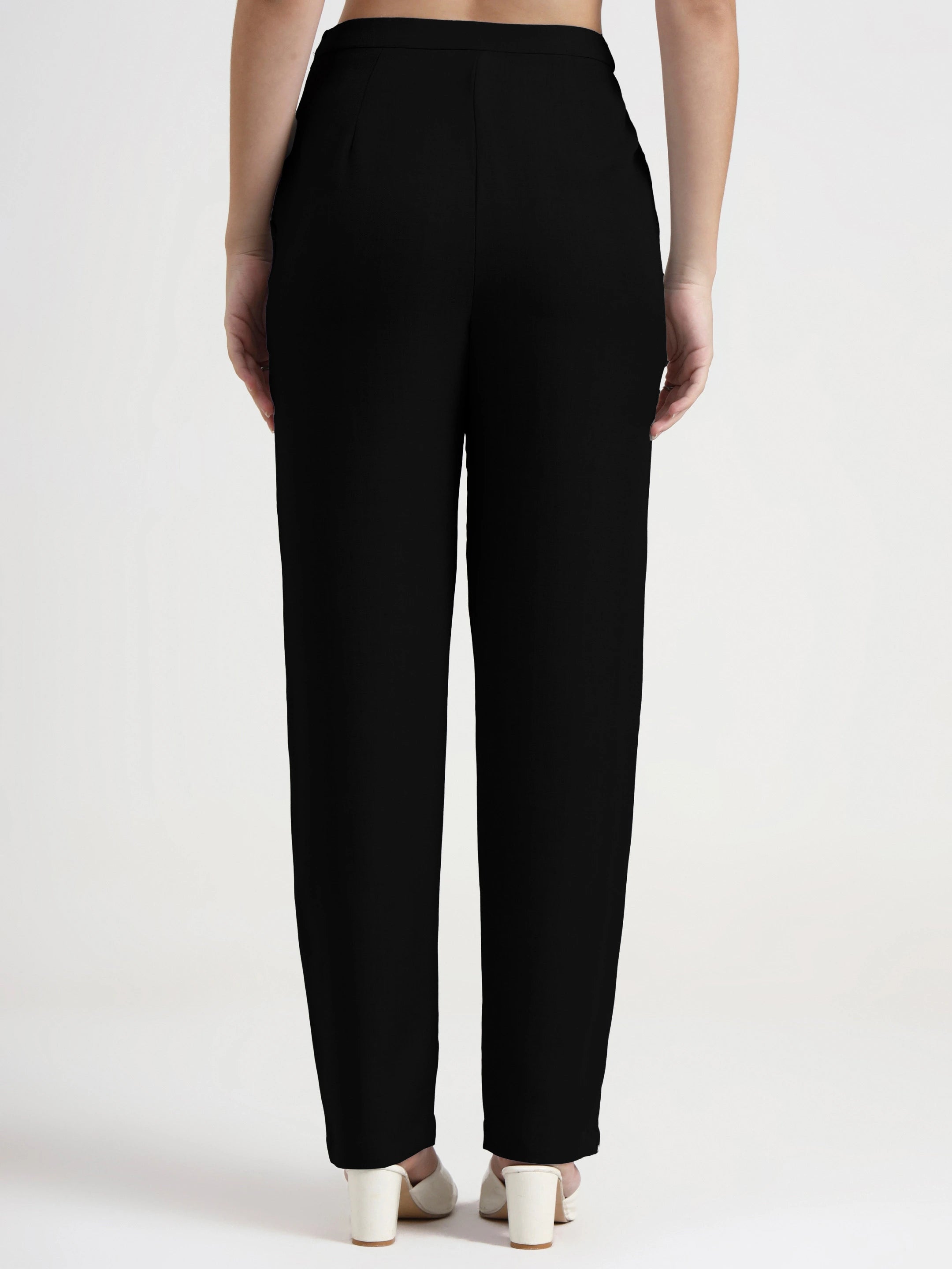 Straight Pleated Trouser - Black 2.0