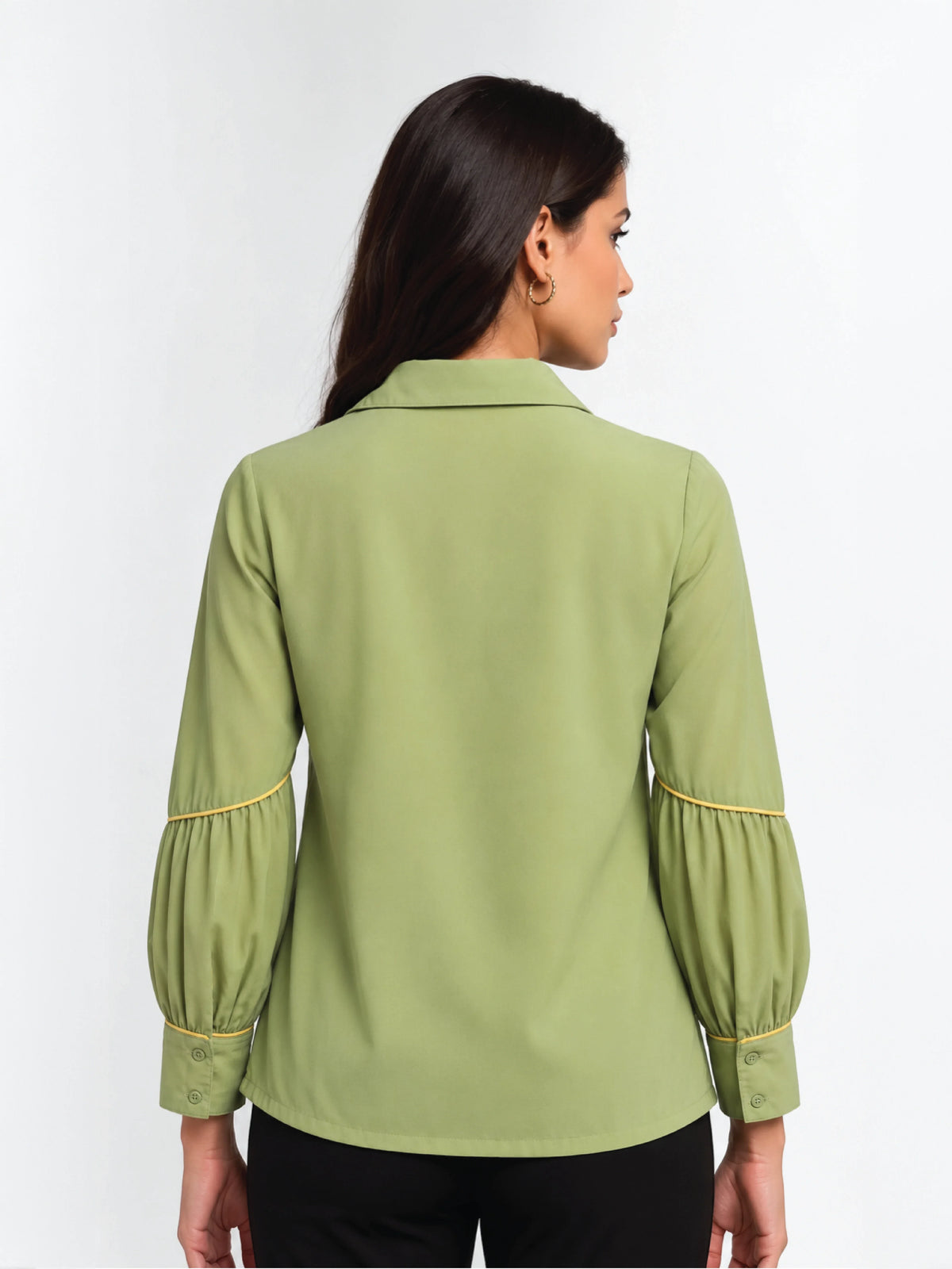 Straight-Hem Pleat Shirt - Sage Green