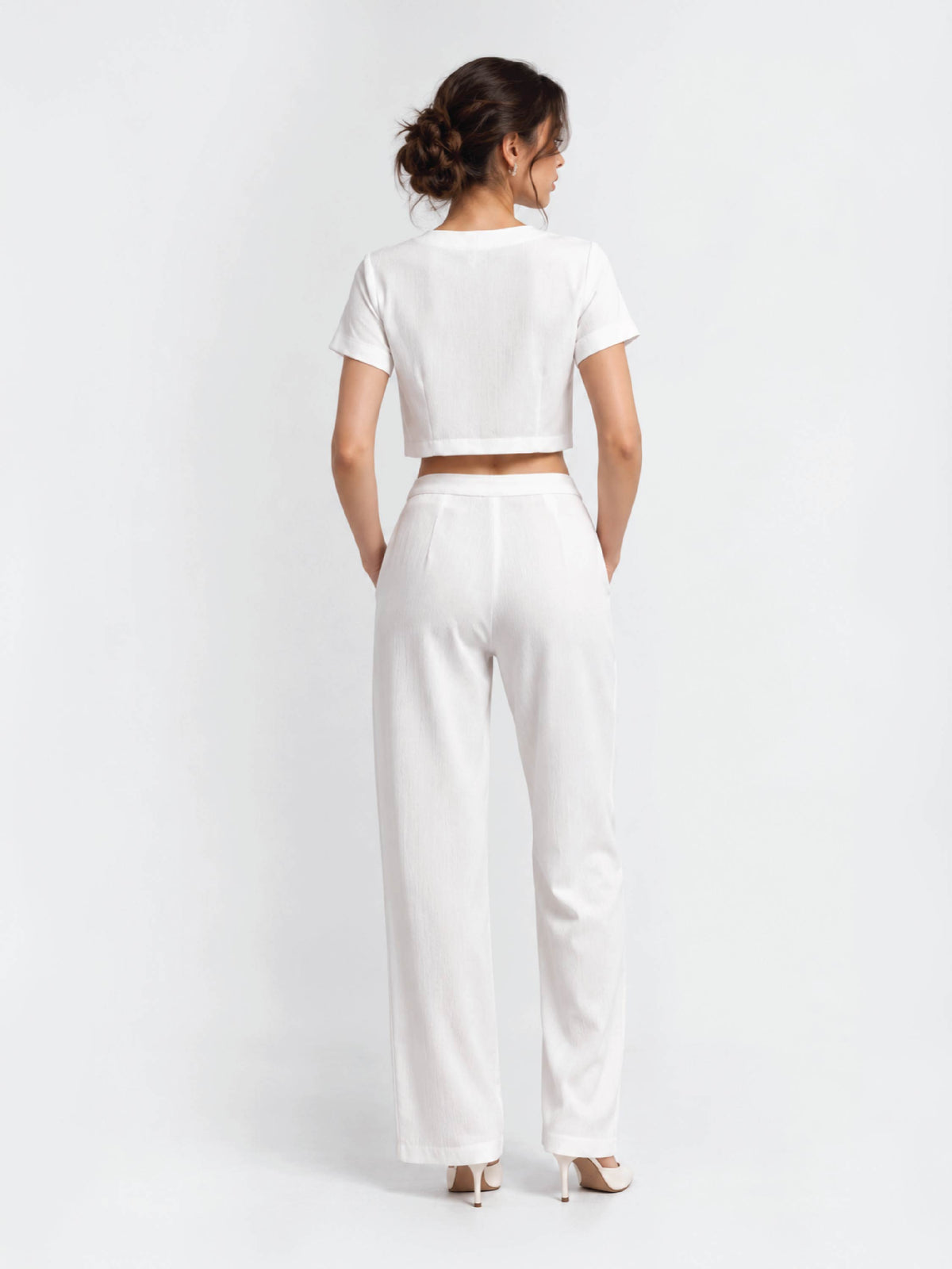 Detailed Bow Co-ord - White