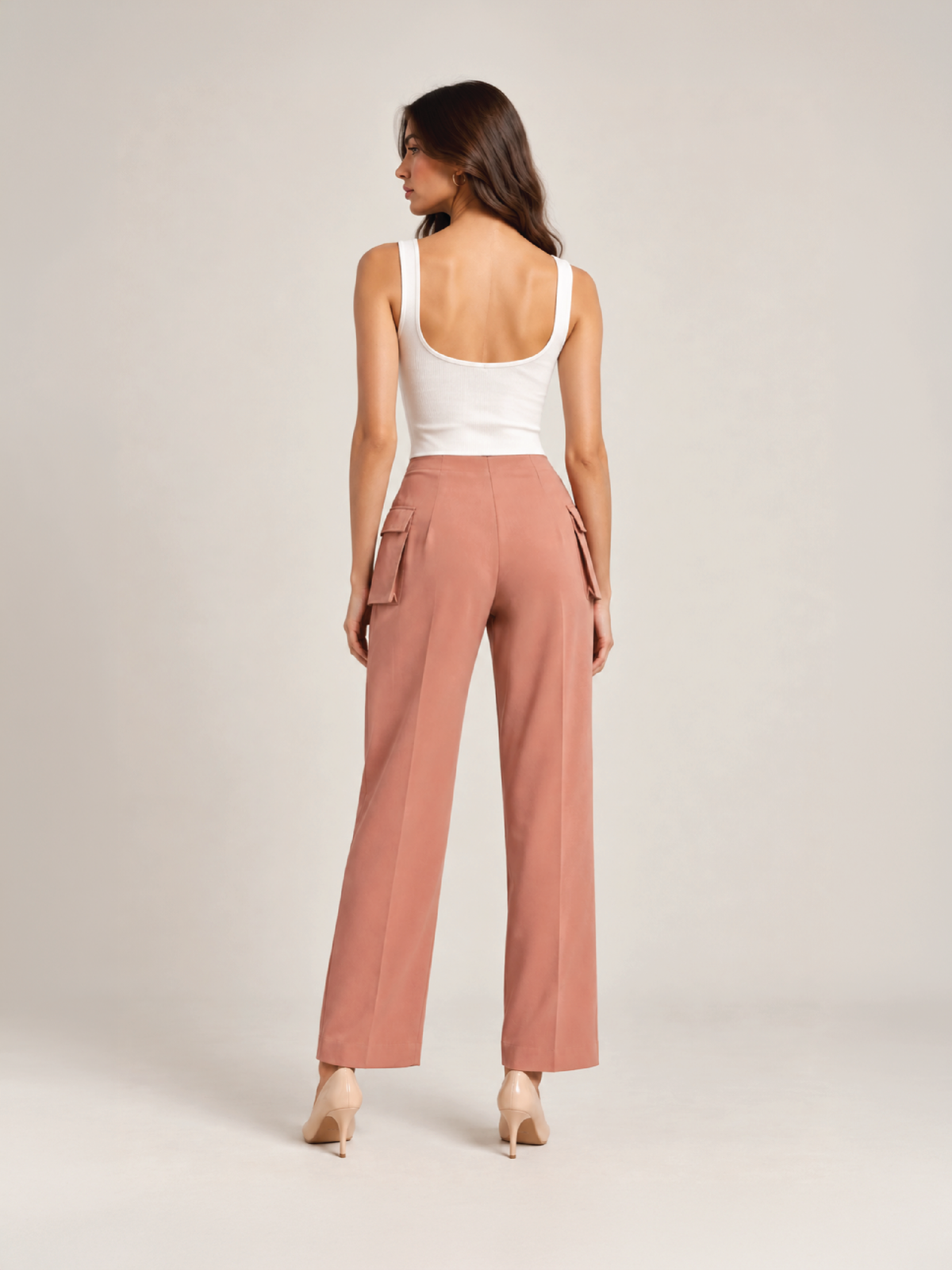 Utility Pocket Trousers - Peach