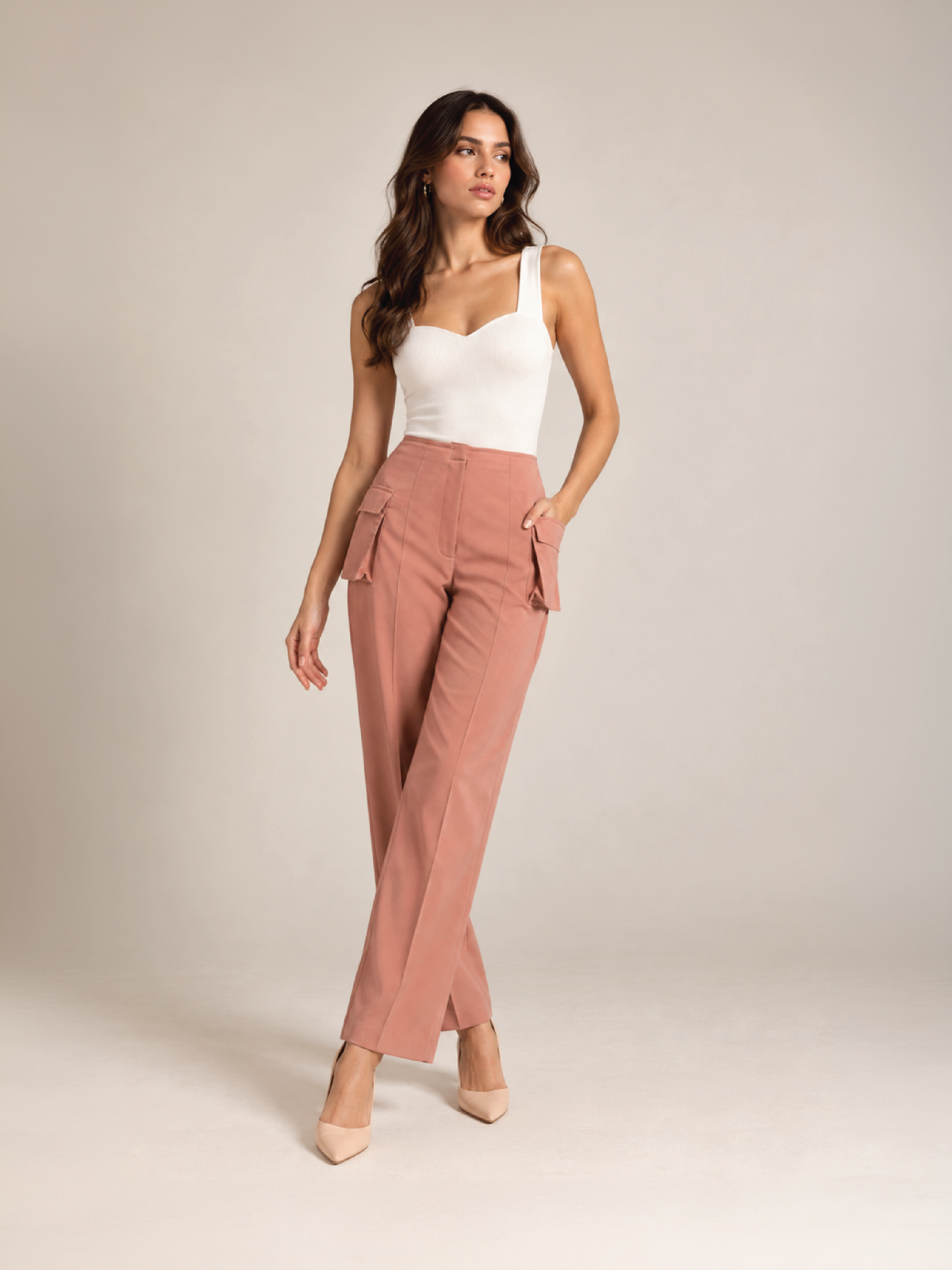 Utility Pocket Trousers - Peach