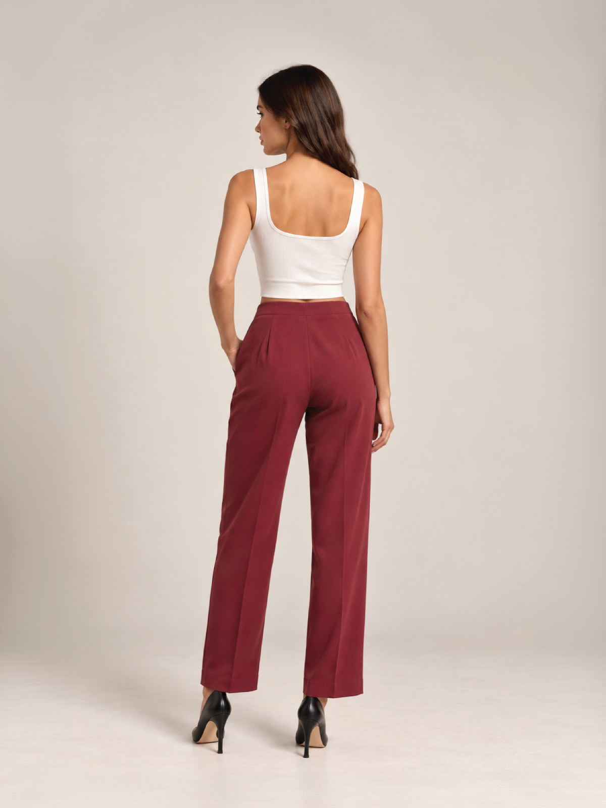 Honeycomb Textured Trousers - Red