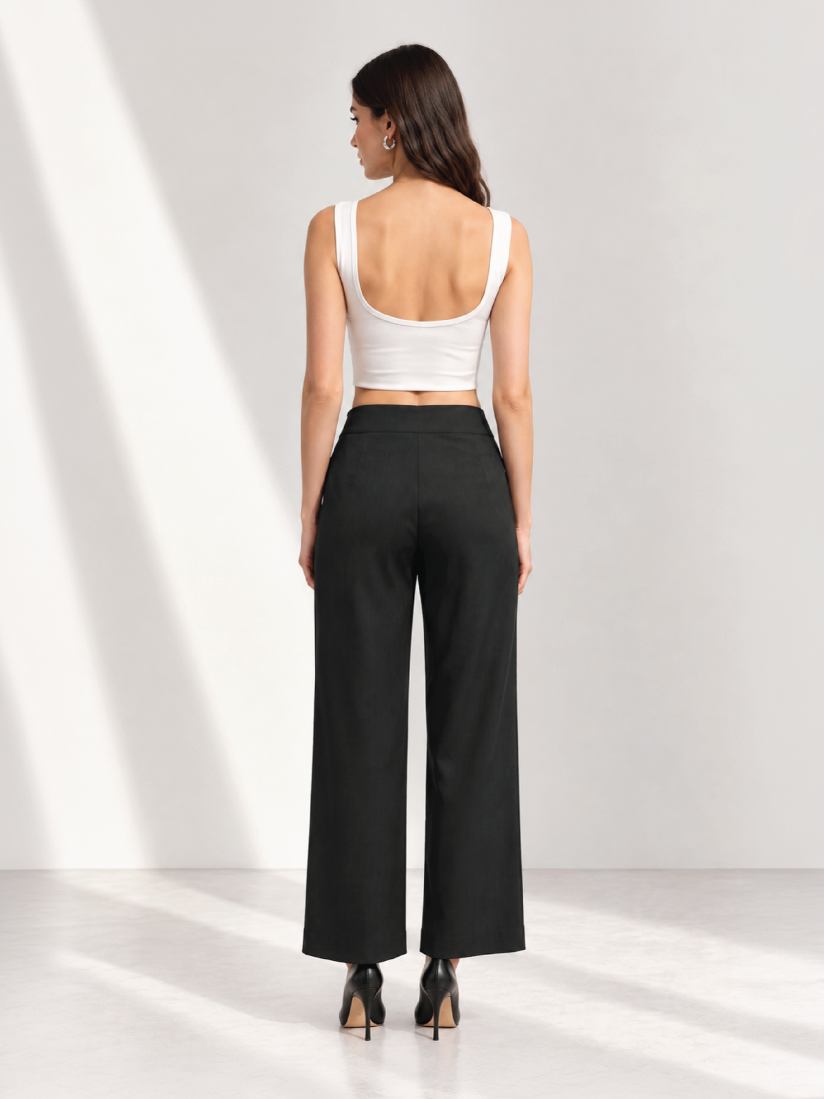 Belted Overlap Trousers - Black