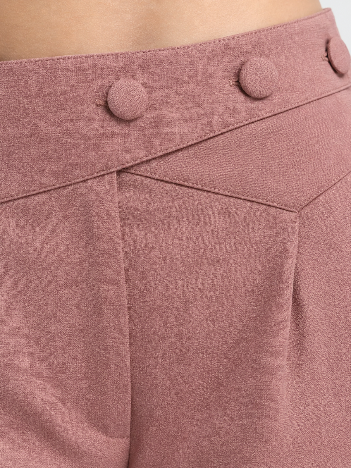 Belted Overlap Trousers - Pastel Pink