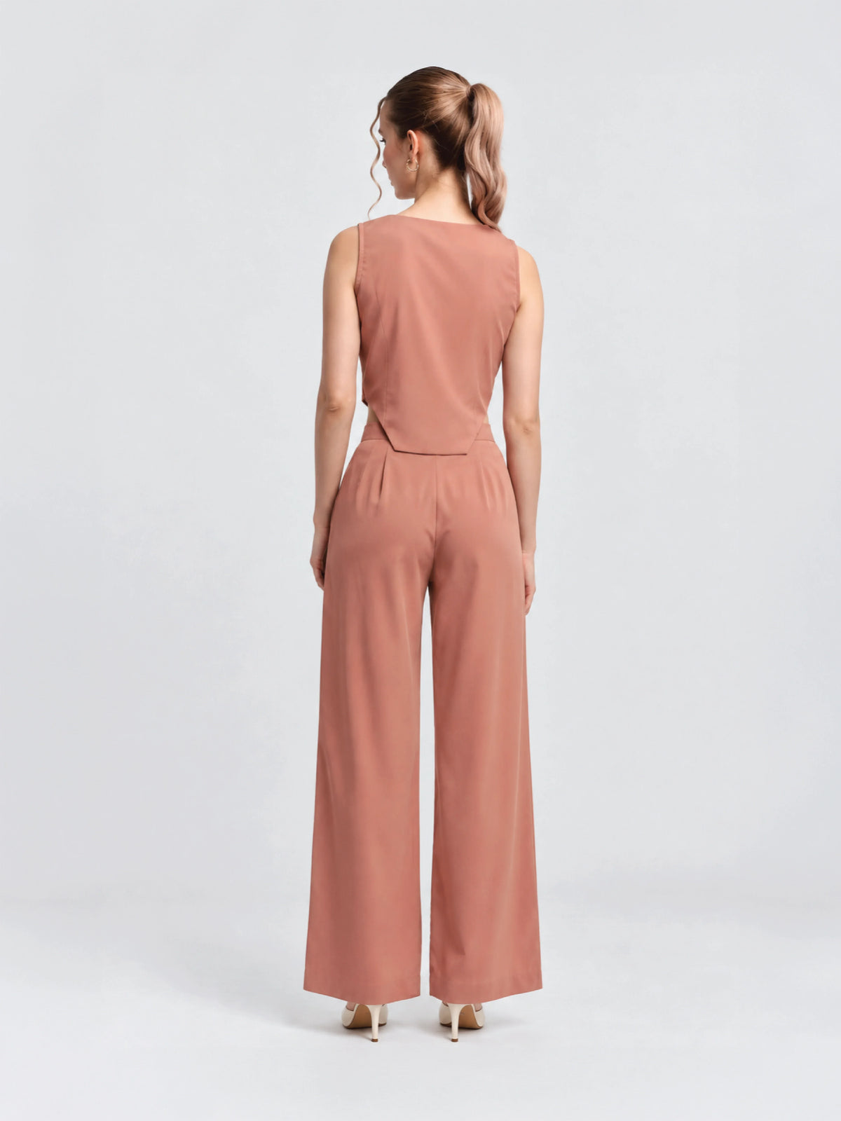 Pleated Corset-Hem Set - Peach