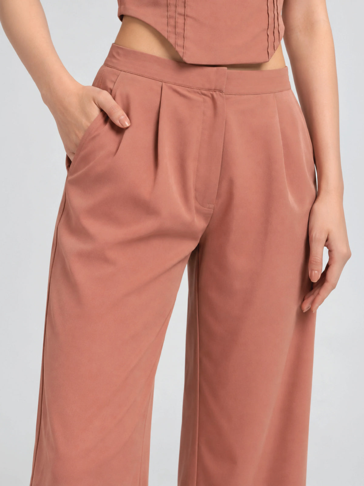 Pleated Corset-Hem Set - Peach
