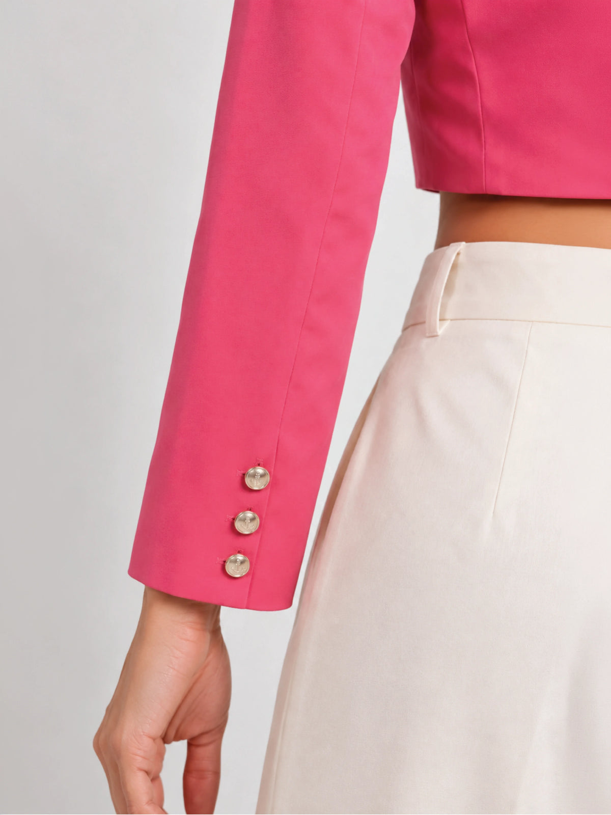 Detailed Crop Blazer - Hot Pink