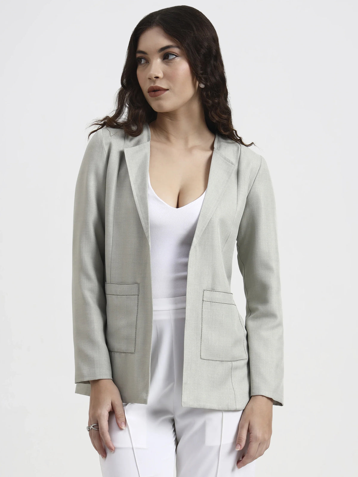 Embroidered Structured Blazer - Mist