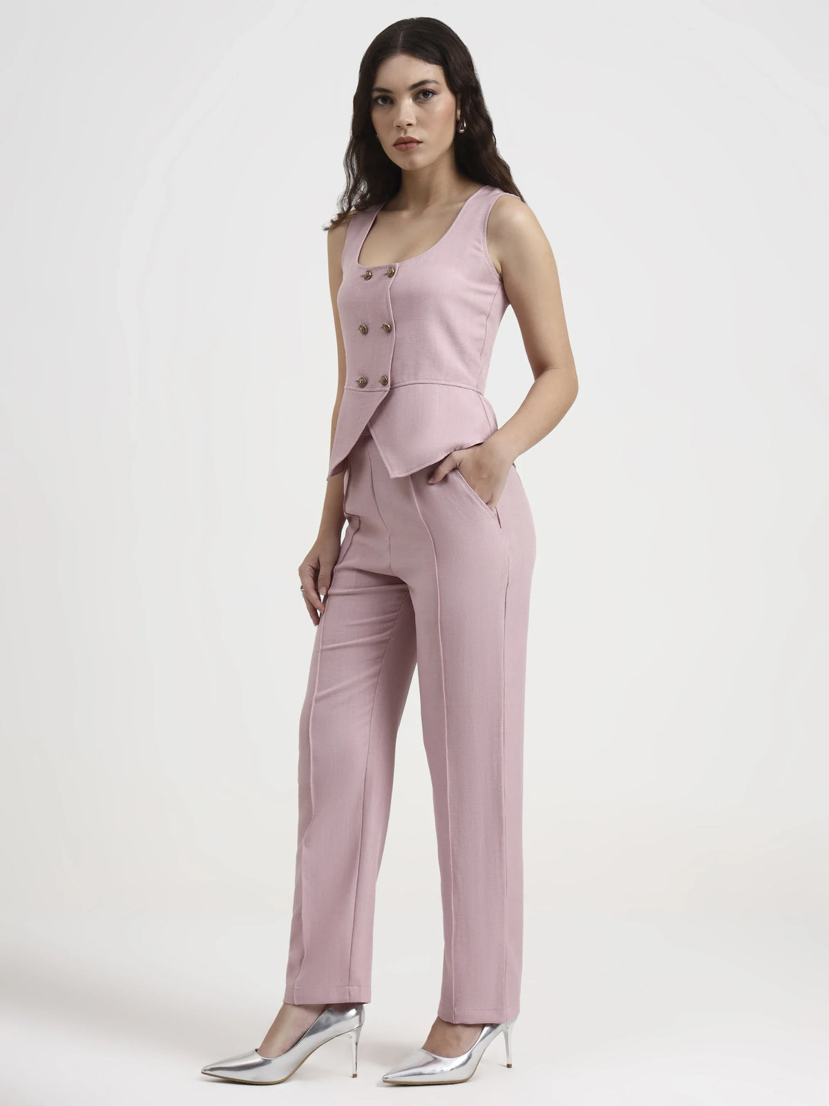 Double-Breasted Co-ord Set - Blush Pink