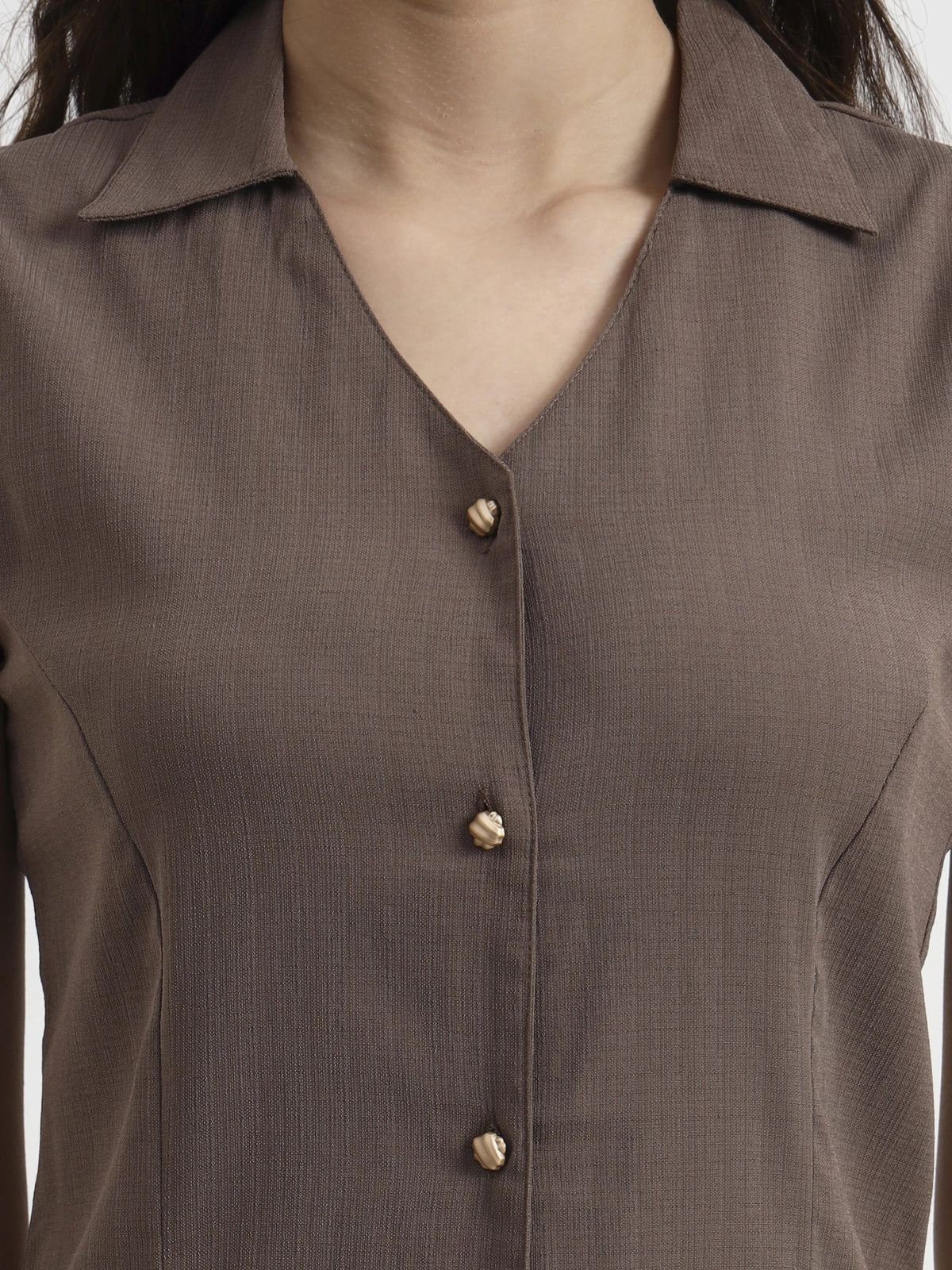 Structured Collared Dress - Sepia Brown