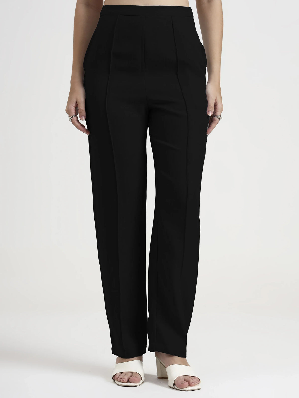 Straight Pleated Trouser - Black