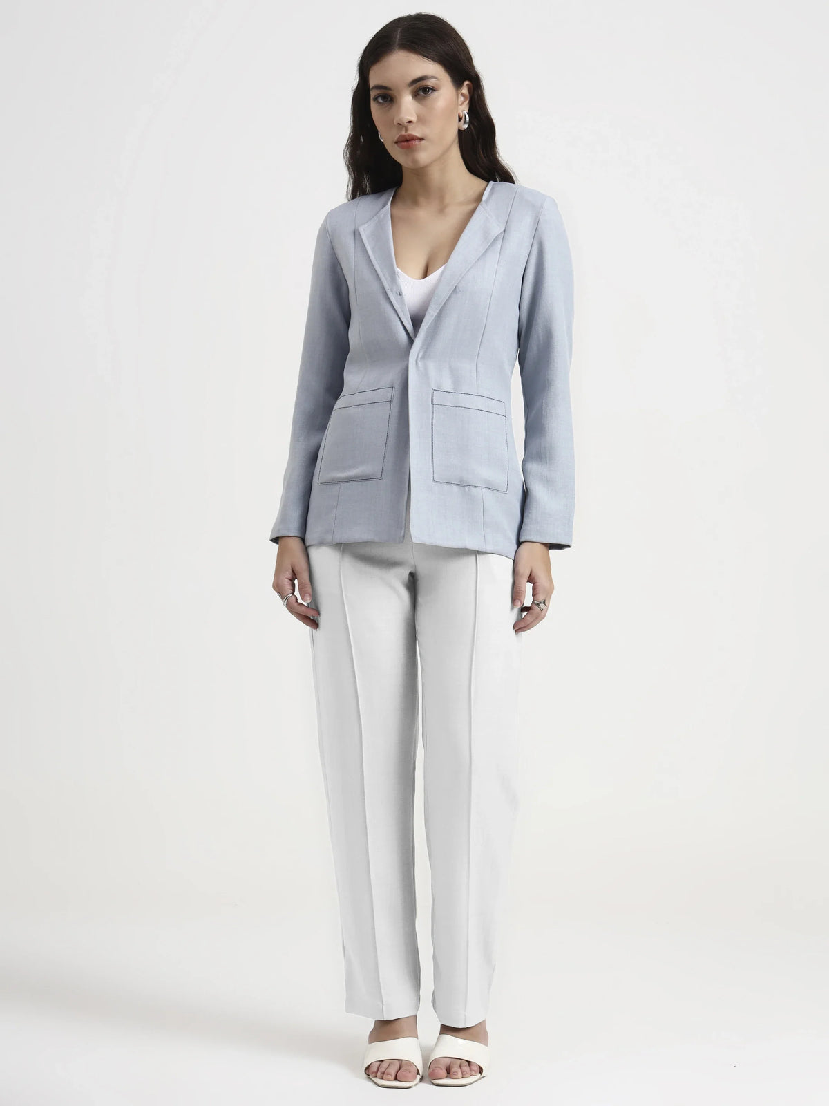 Straight Pleated Trouser - White