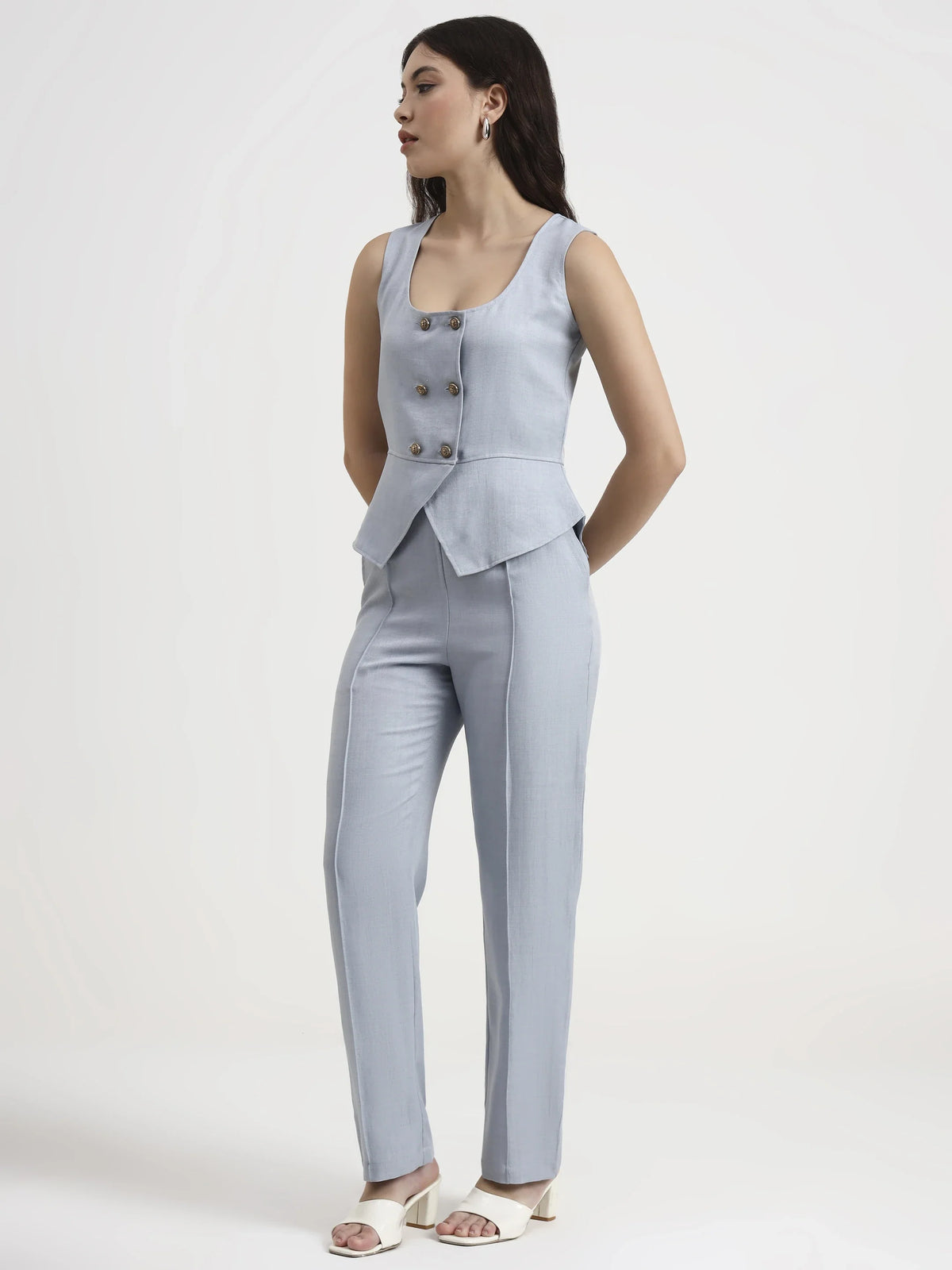 Double-Breasted Co-ord Set - Cloud Blue