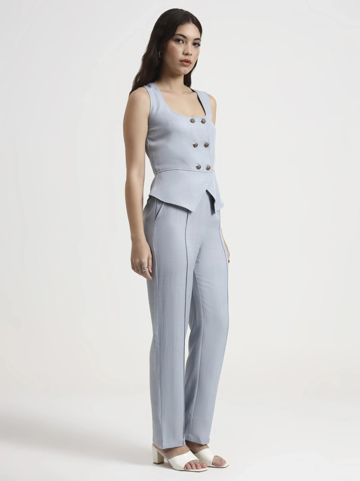 Double-Breasted Co-ord Set - Cloud Blue